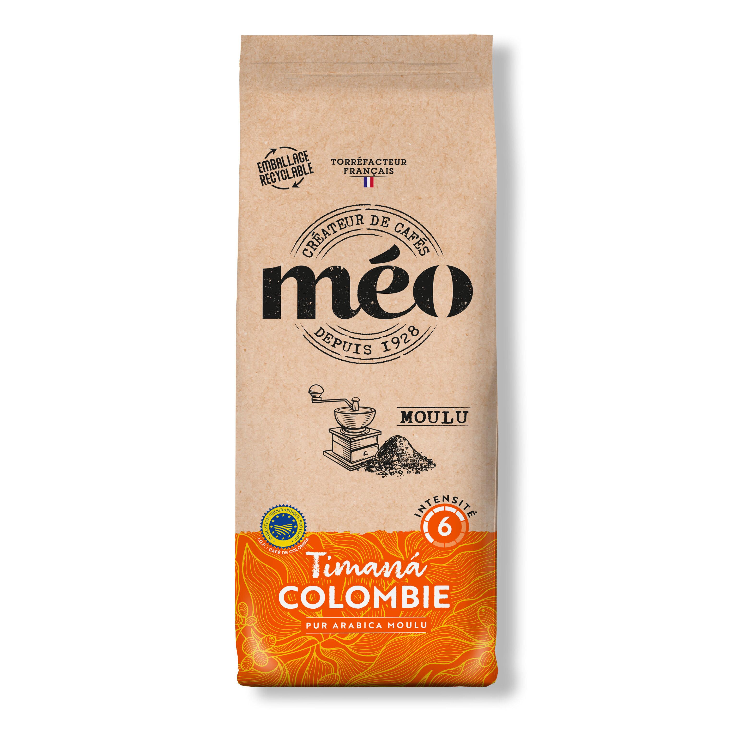 MEO Café moulu pur arabica colombien sachet recyclable 250g