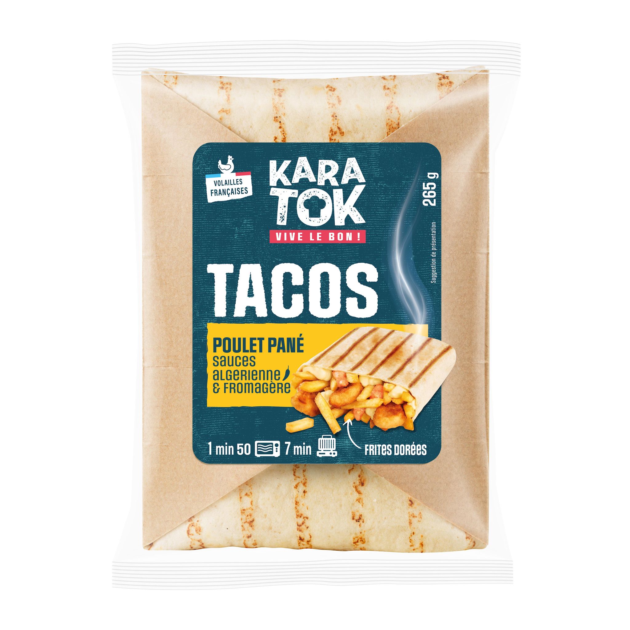 KARATOK Tacos poulet pané sauce algérienne et fromagère 265g
