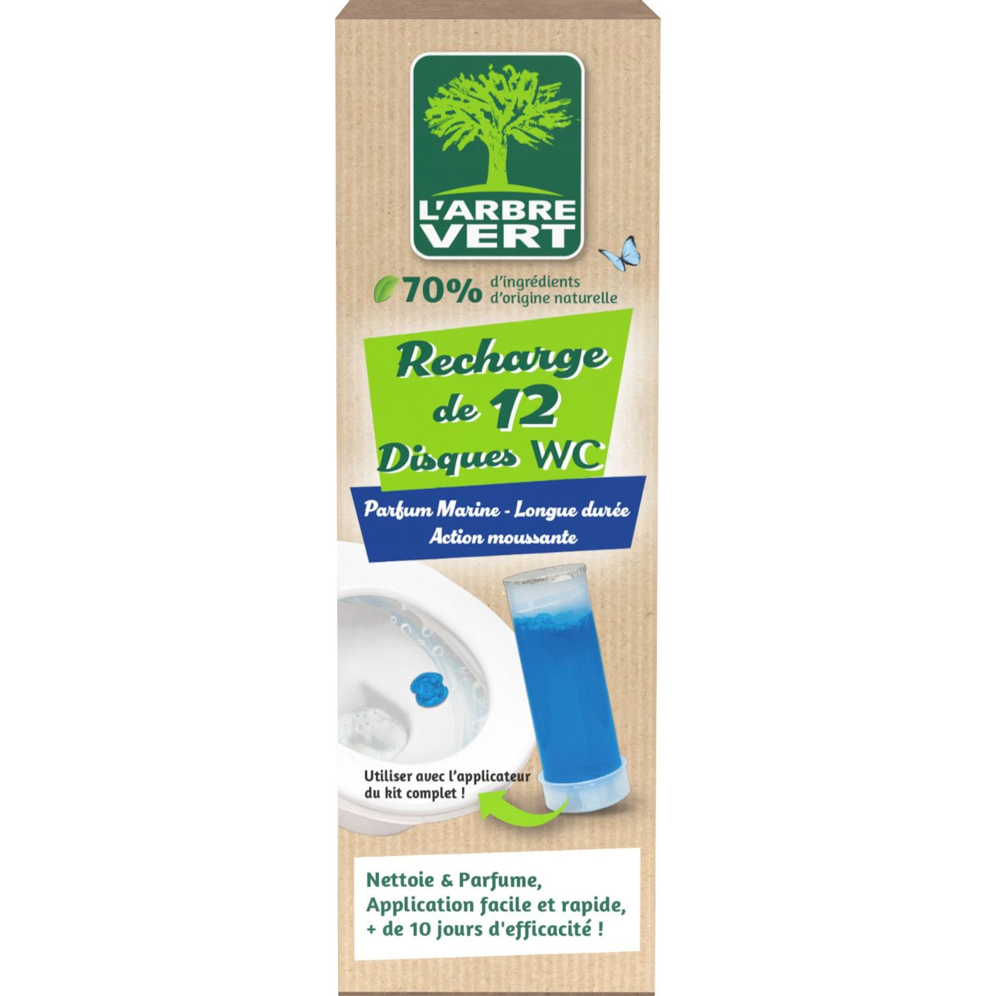 L'ARBRE VERT Recharge disques wc nettoyant marine 12 disques