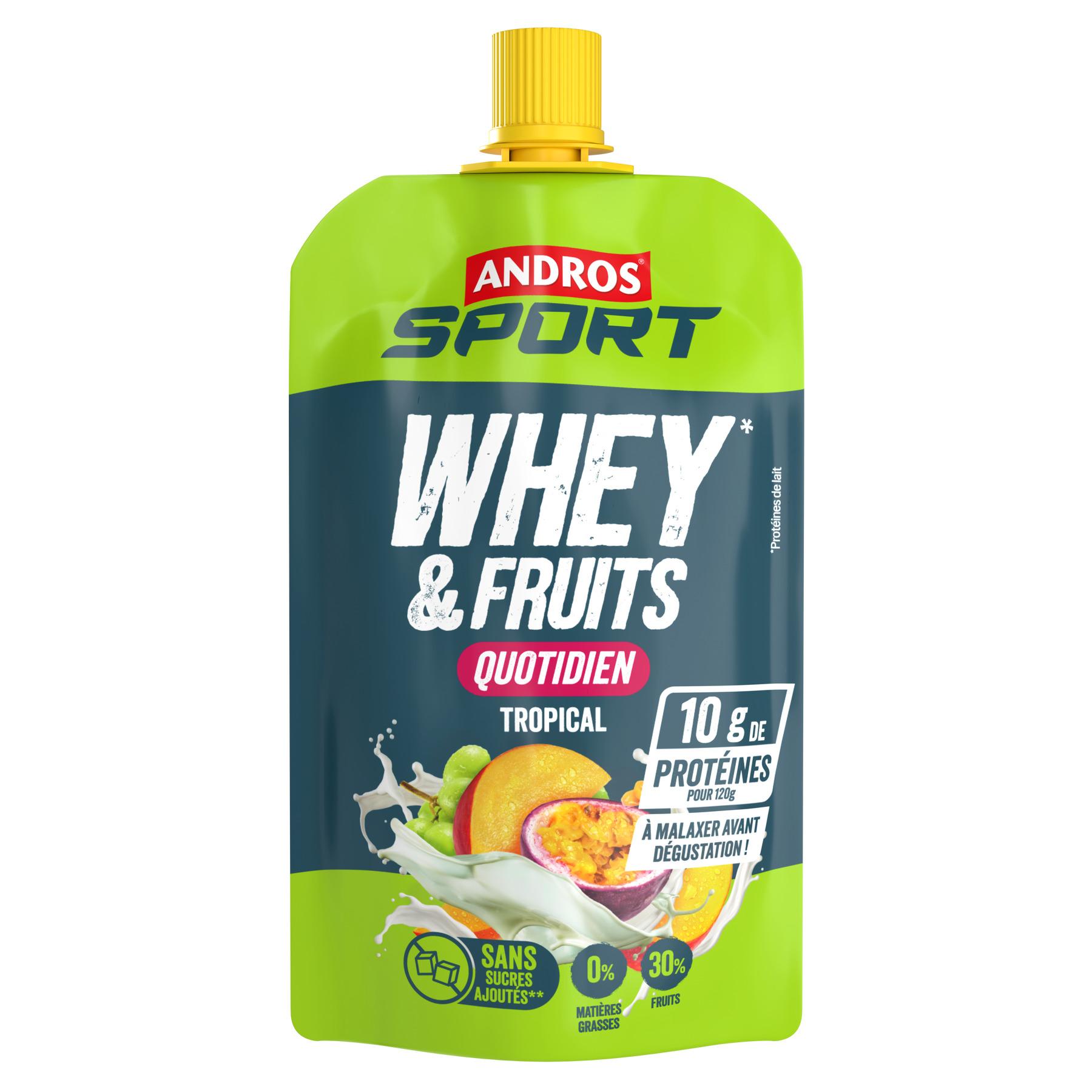 ANDROS Sport Gourde protéiné avec whey et fruits saveur tropical 120g