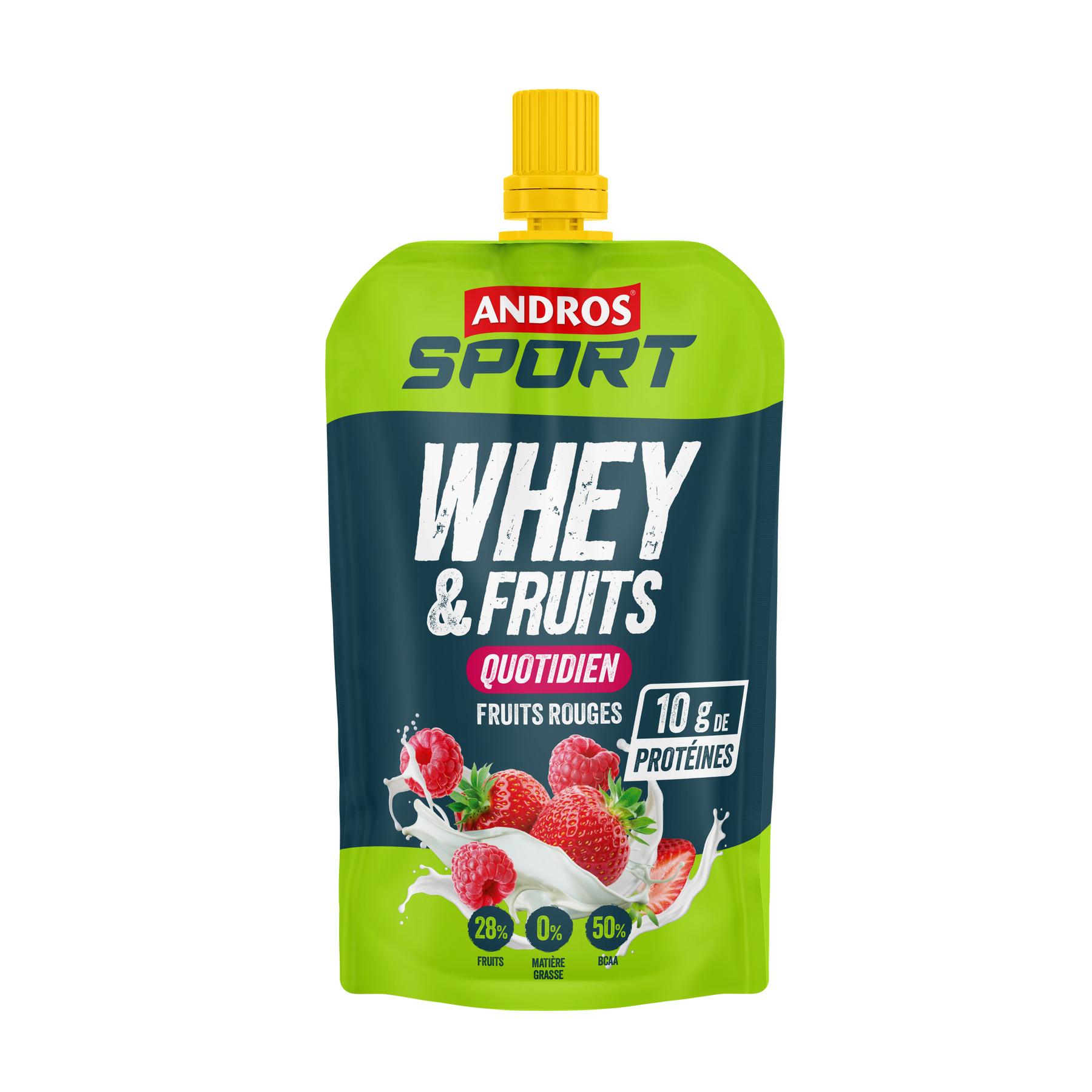 ANDROS Sport Gourde avec whey et fruits saveur fruits rouges 120g