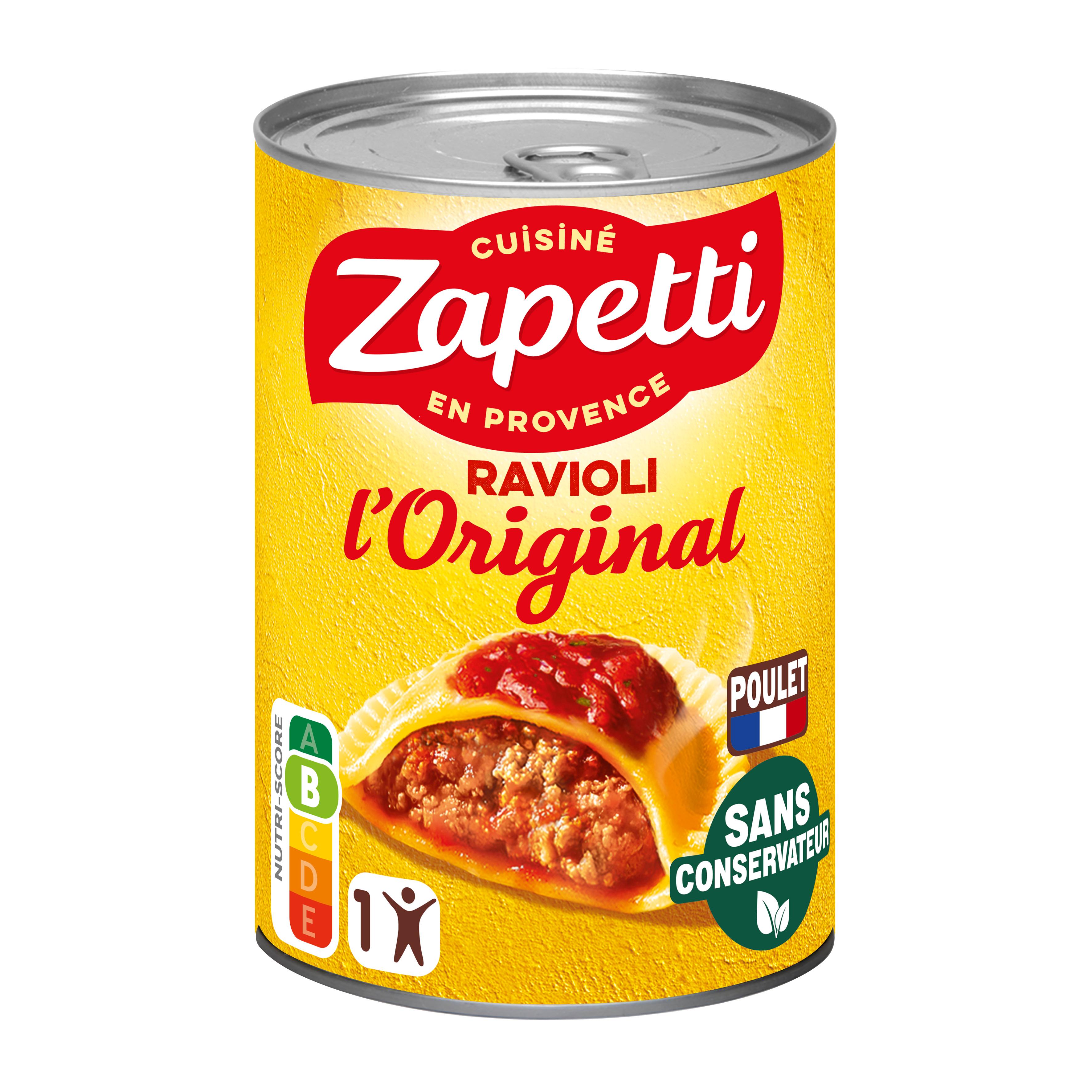 ZAPETTI Ravioli original au poulet et sauce tomate 1 portion 400g