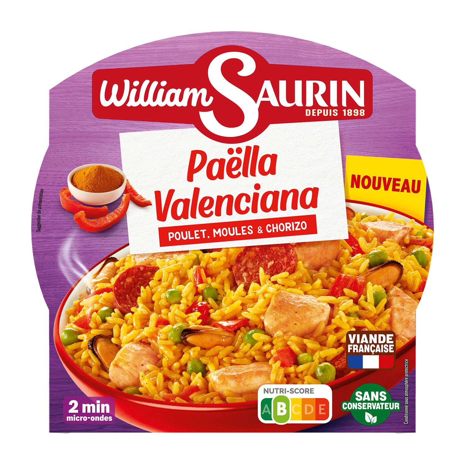 WILLIAM SAURIN Paella valenciana viande origine France sans conservateur ajouté ni arôme artificiel 285g