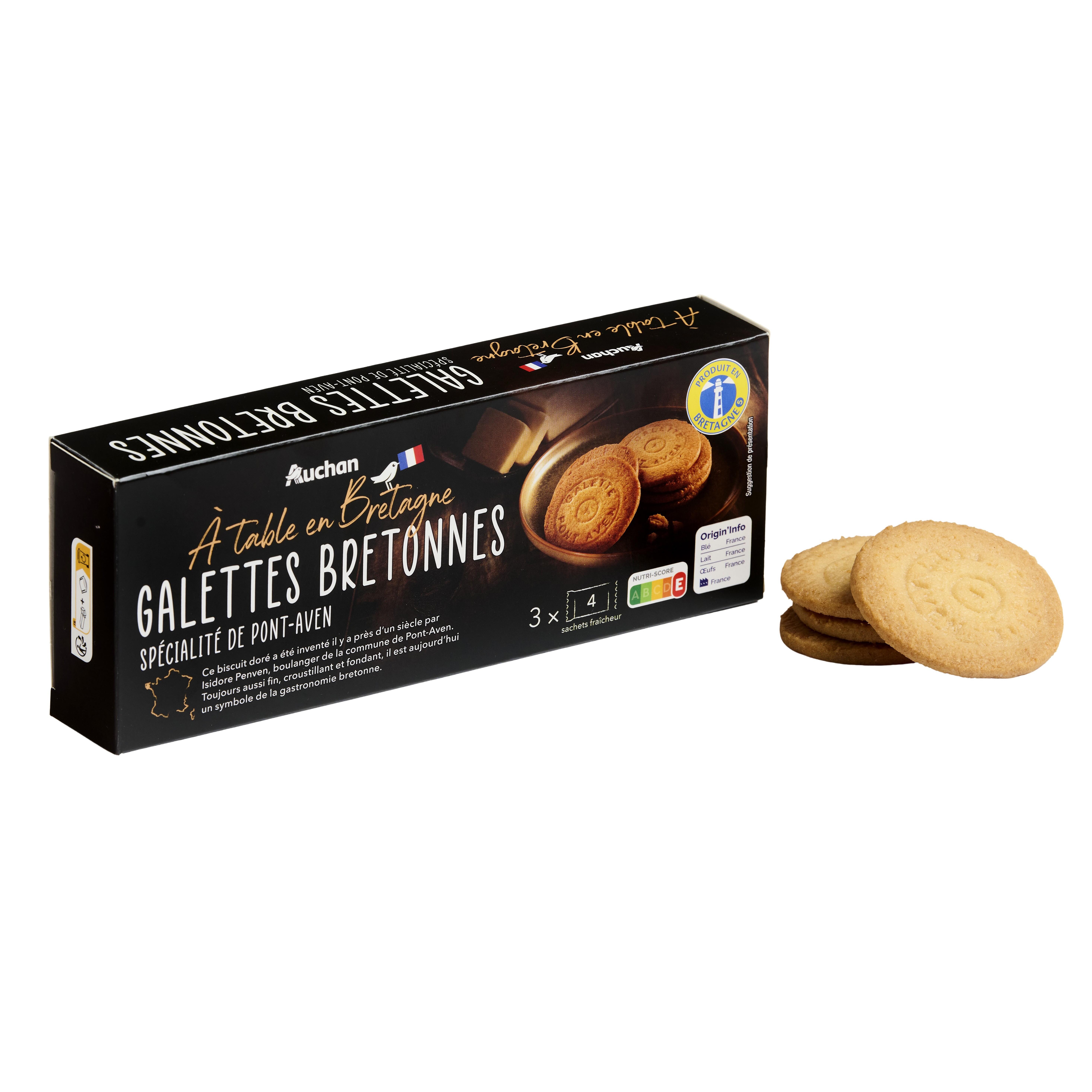 Voir la diapositive 2 : AUCHAN Terroir galettes bretonnes dorées au four 100g
