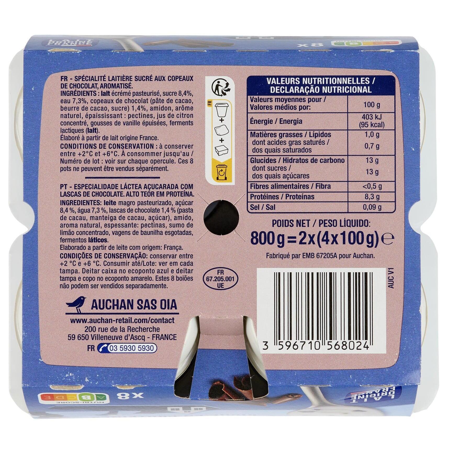 Voir la diapositive 2 : AUCHAN Skyr stracciatella 8x100g