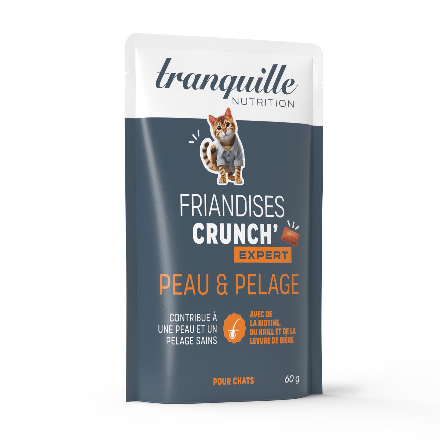 TRANQUILLE Nutrition Friandises Crunch Expert peau et pelage pour chat 60g