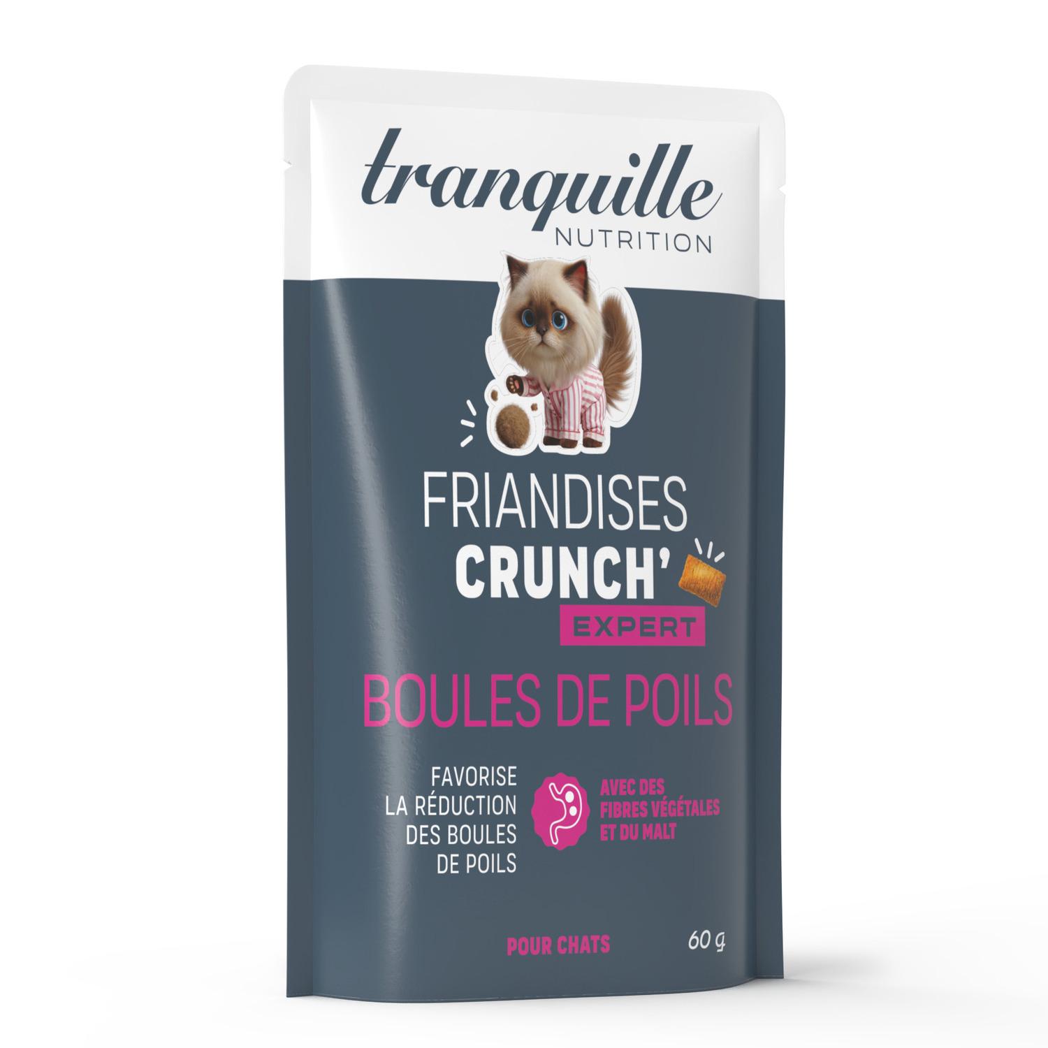 TRANQUILLE Nutrition Friandises Crunch Expert boules de poils pour chat 60g