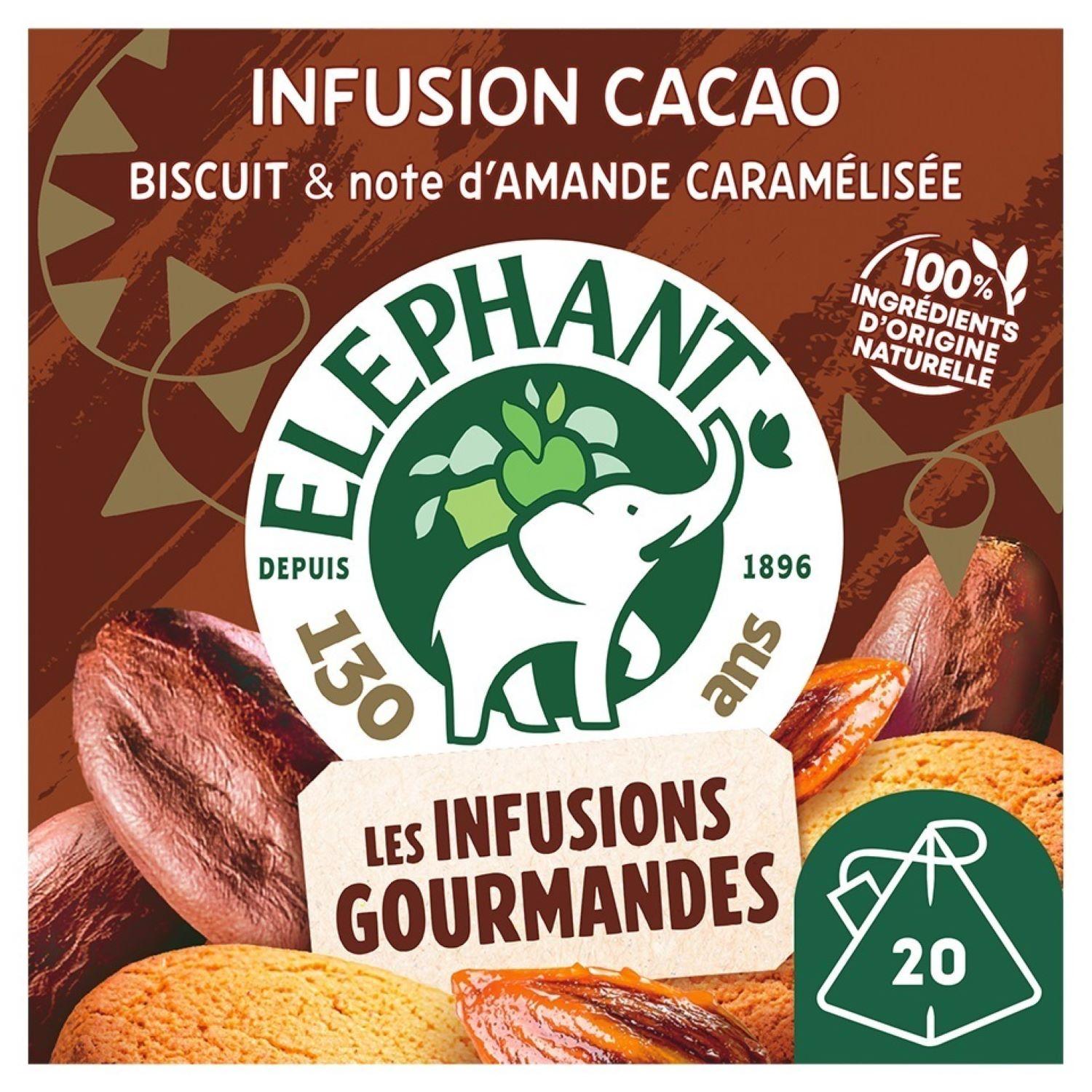 ELEPHANT Infusion saveur cacao biscuit amande caramelisée 20 sachets 32g