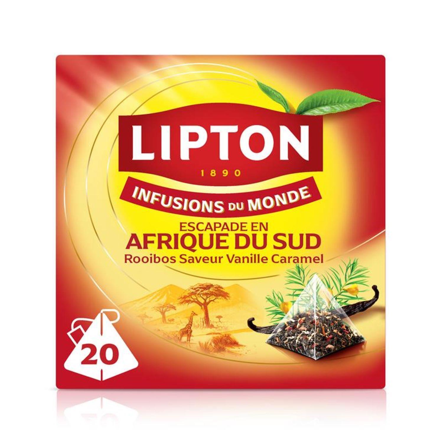 LIPTON Infusion escapade en Afrique du Sud au rooibos saveur vanille caramel 20 sachets 32g