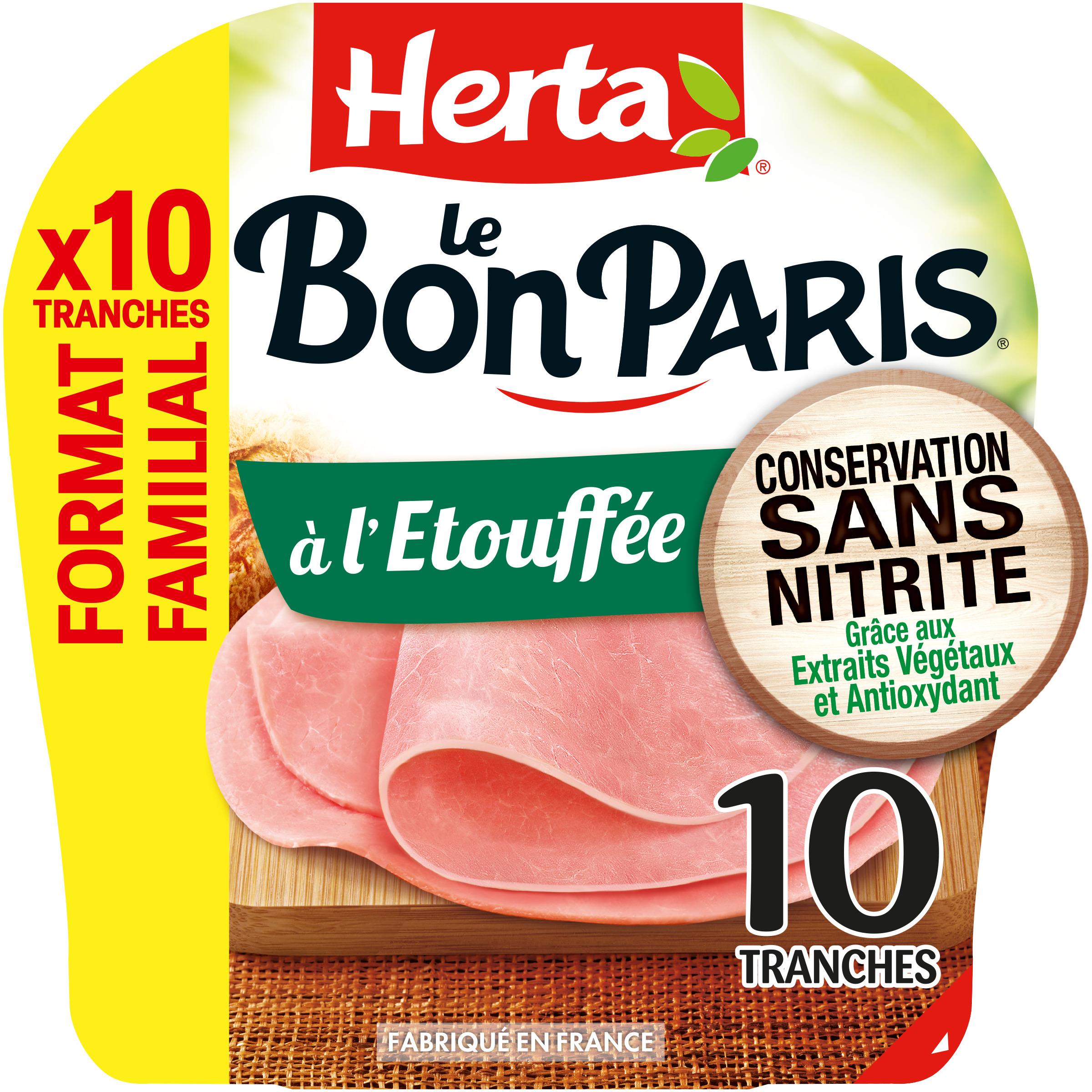 HERTA Le Bon Paris jambon cuit à l'étouffée sans nitrite 10 tranches 350g