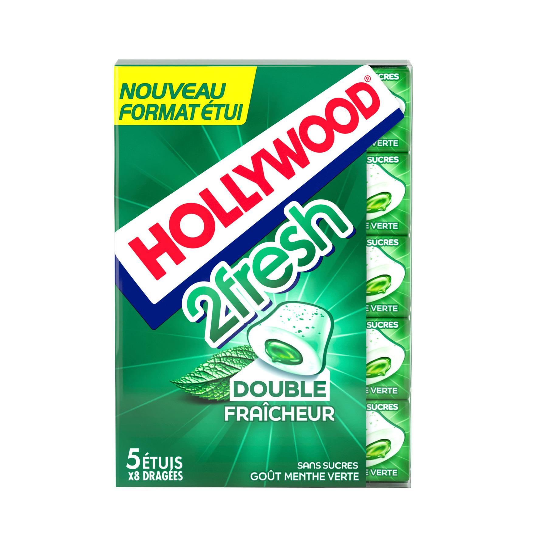HOLLYWOOD 2fresh chewing-gums à la menthe sans sucres 5x17,6g