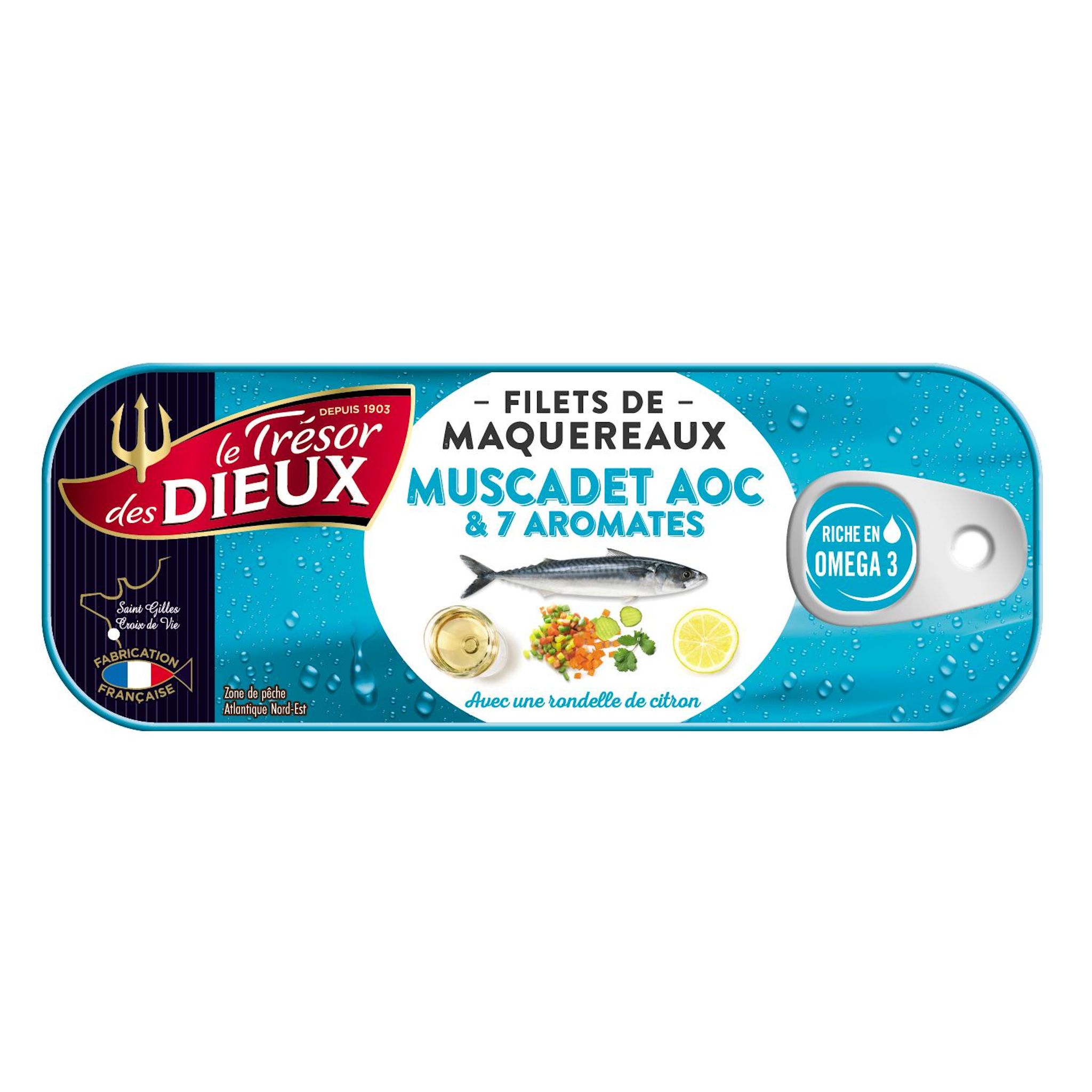 LE TRESOR DES DIEUX Filets de maquereaux au muscadet AOC et 7 aromates 176g