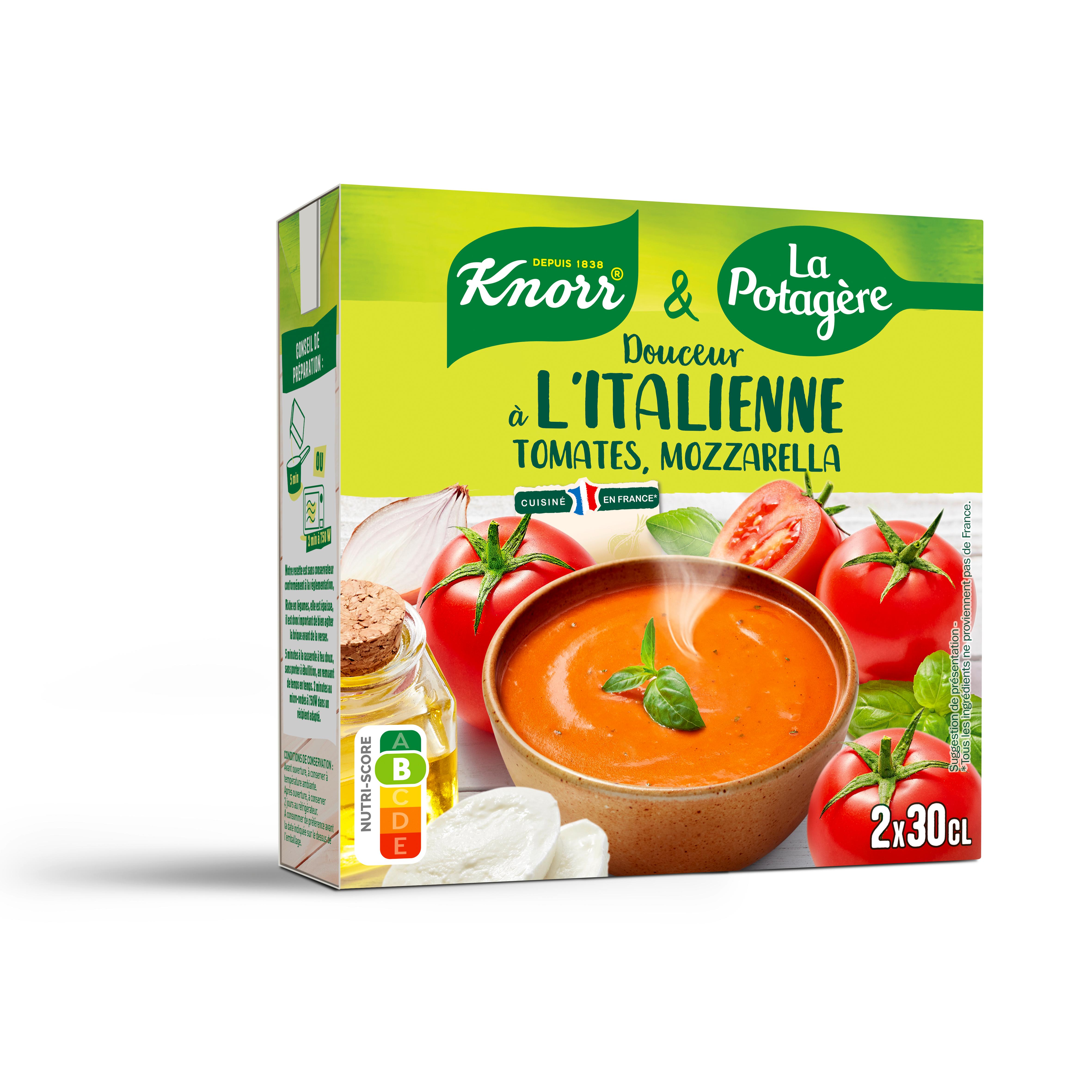 KNORR & LA POTAGERE Soupe douceur à l'italienne tomate mozzarella 2 portions 2x30cl