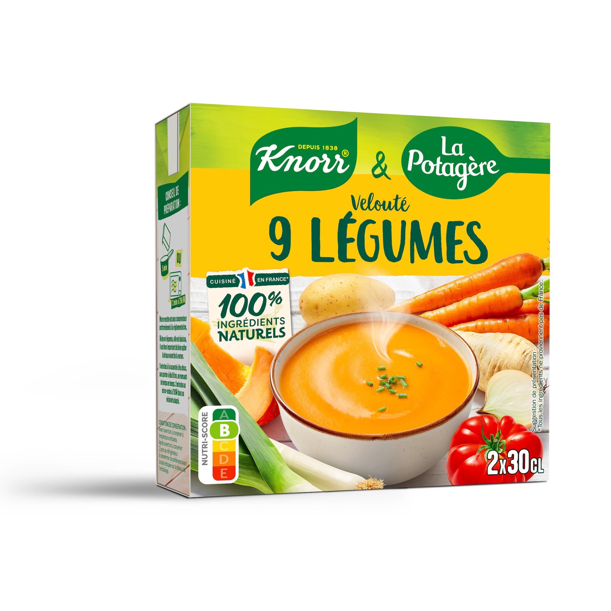 KNORR & LA POTAGERE Soupe veloutée aux 9 légumes 2 portions 2x30cl