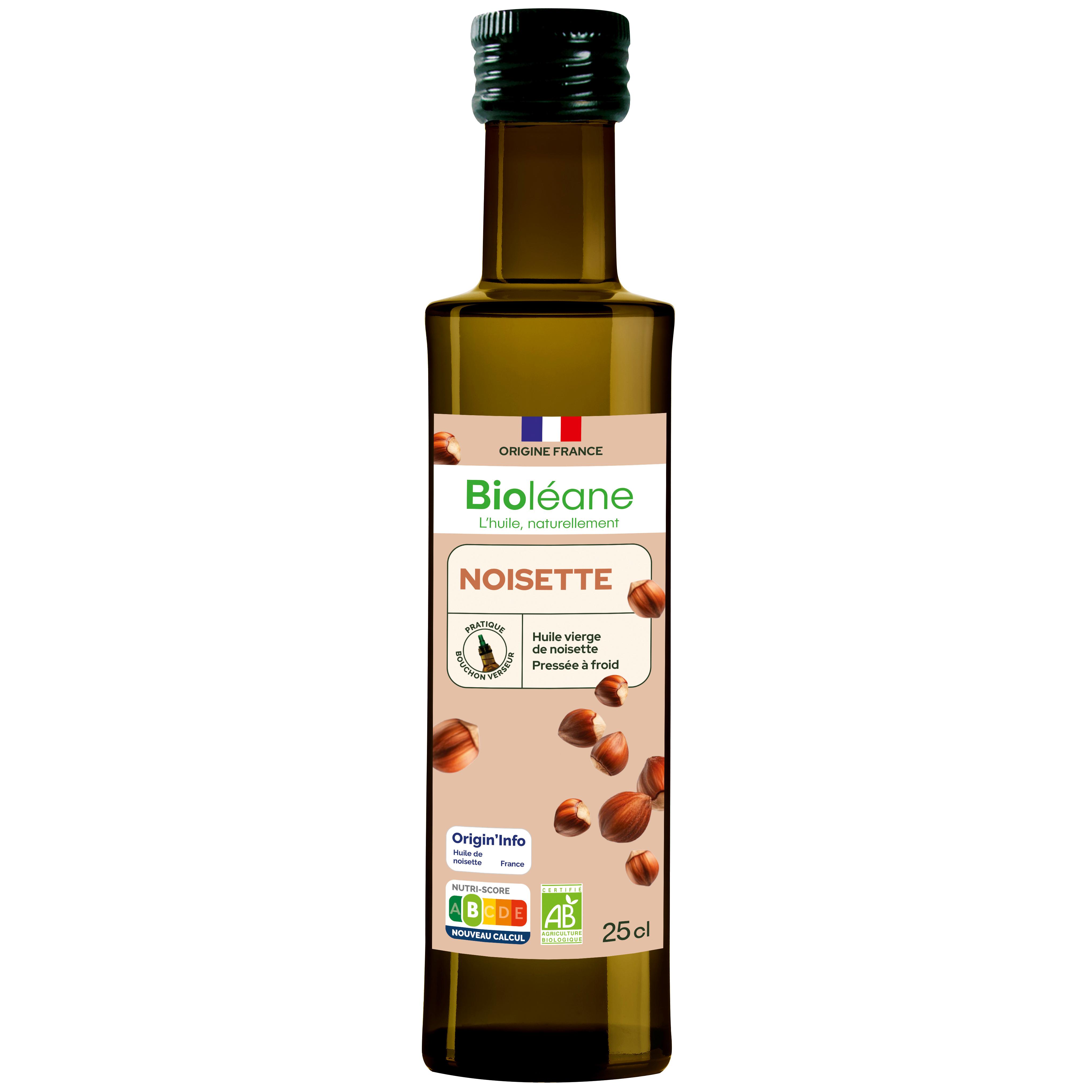 BIOLEANE Huile vierge de noisette bio en bouteille 25cl