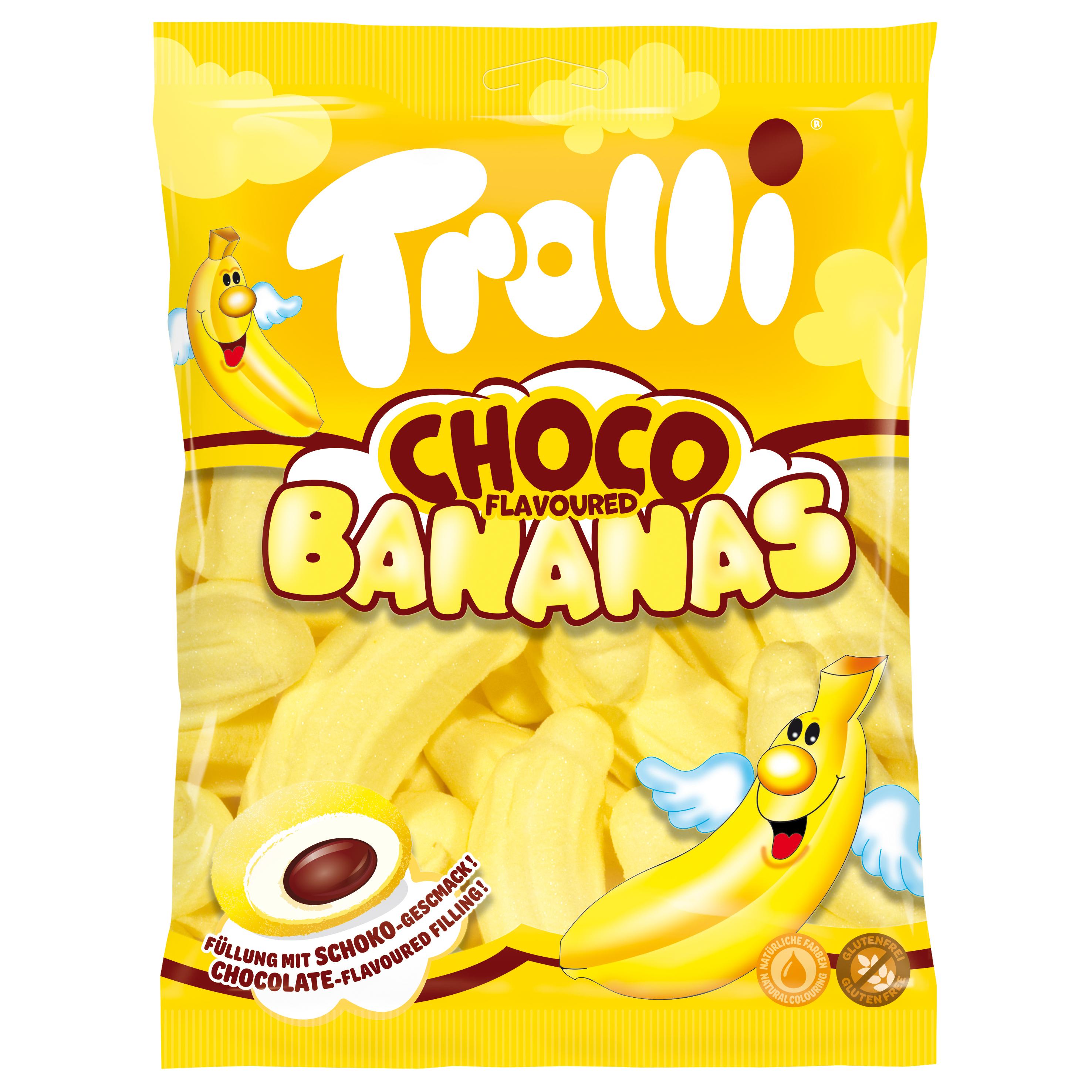 TROLLI Bonbons à la banane coeur fondant cacao sachet 150g