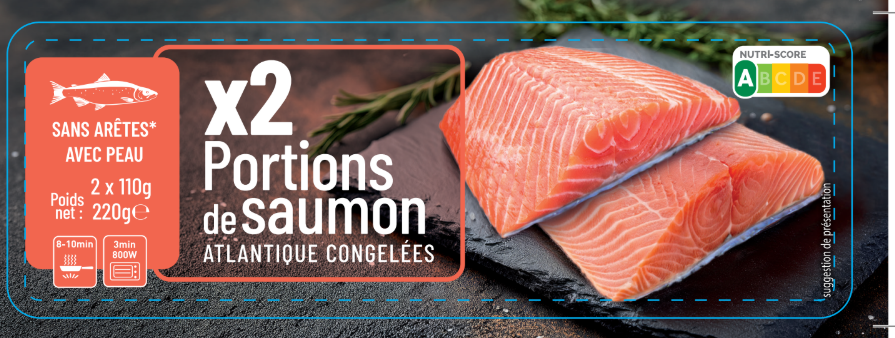 Portions de saumon Atlantique avec peau 2 pièces 220g