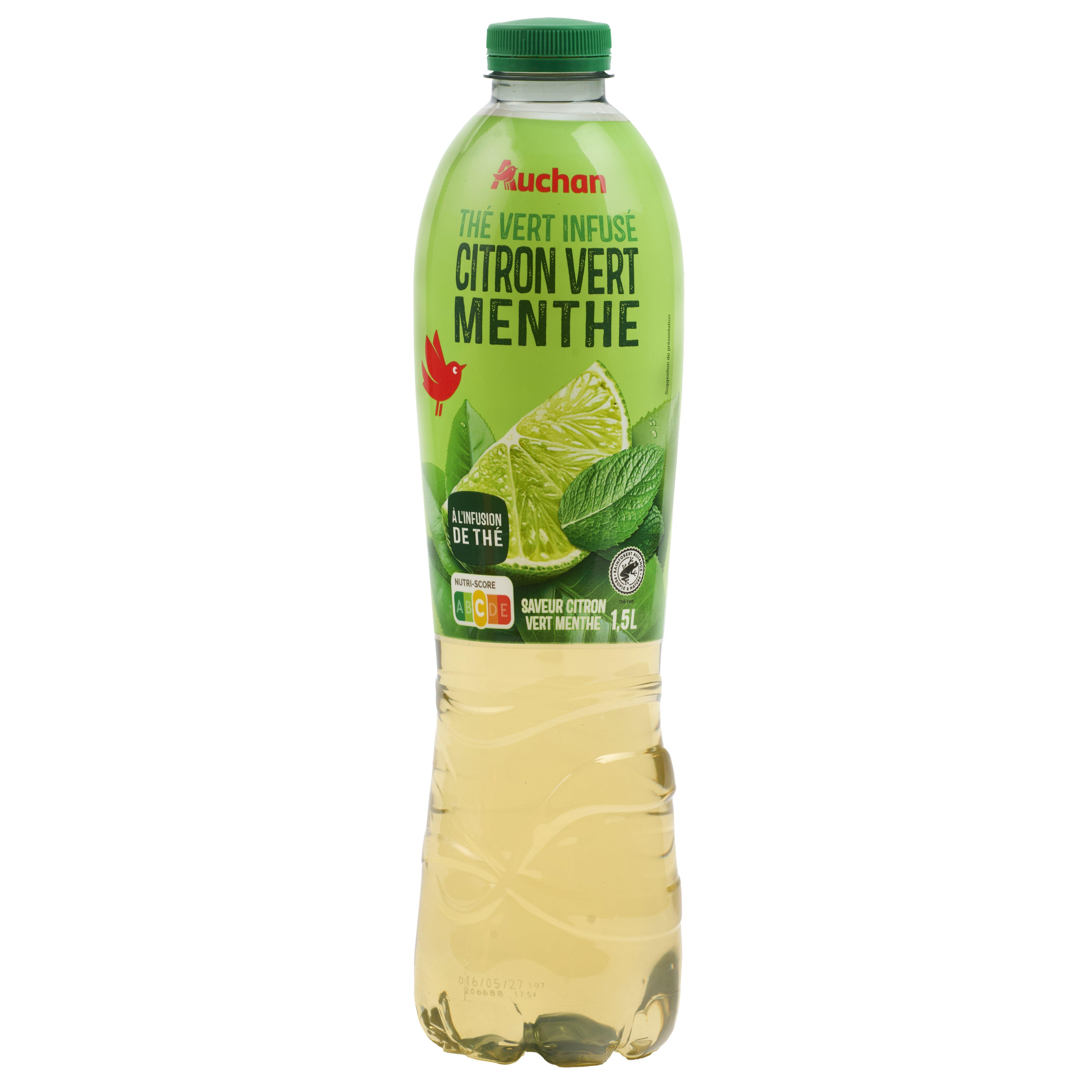 AUCHAN Thé infusé plate citron vert menthe 1,5l