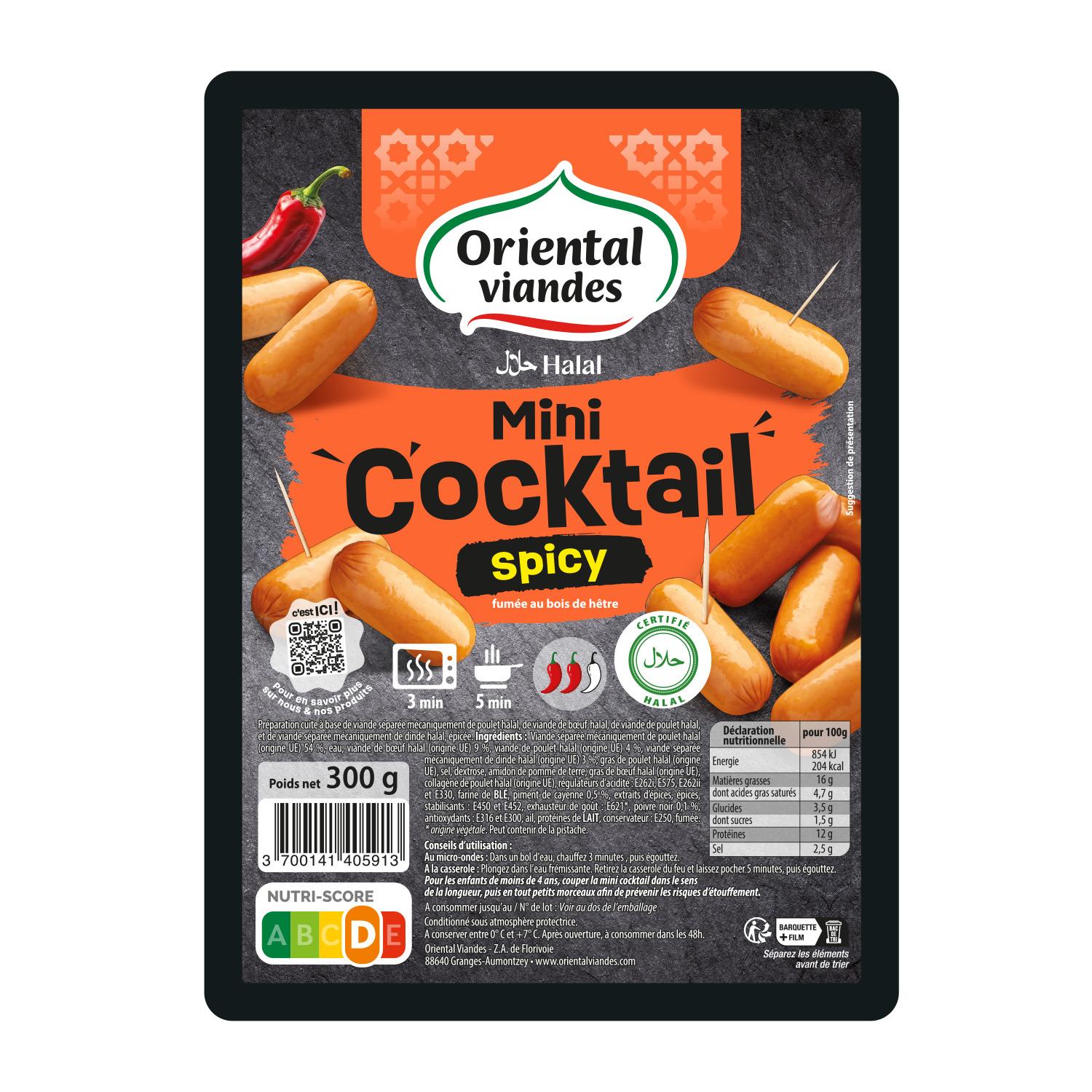 ORIENTAL VIANDES Saucisses mini cocktail épicées halal 300g