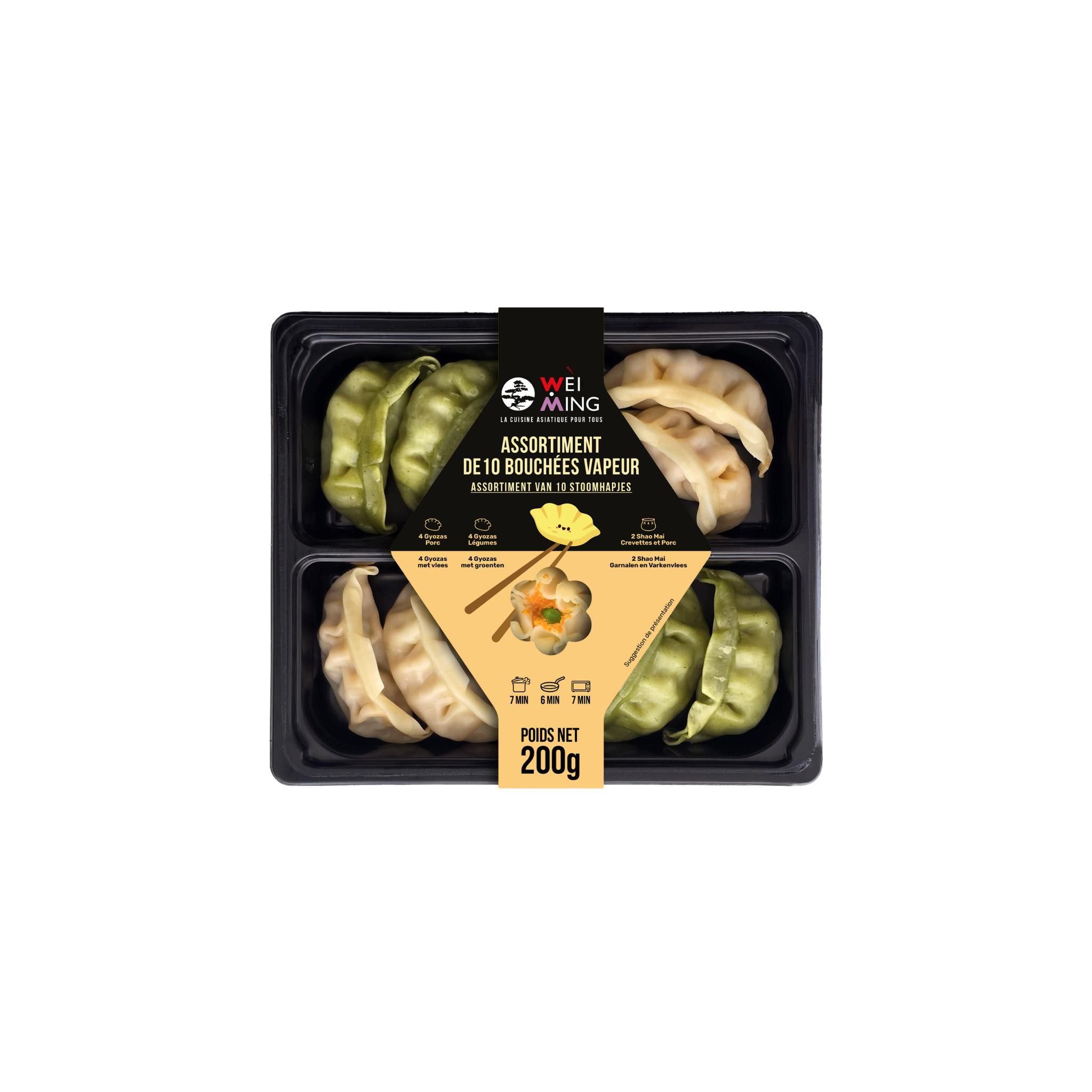 WEI MING Assortiment bouchées vapeur porc légumes crevettes 10 pièces 200g