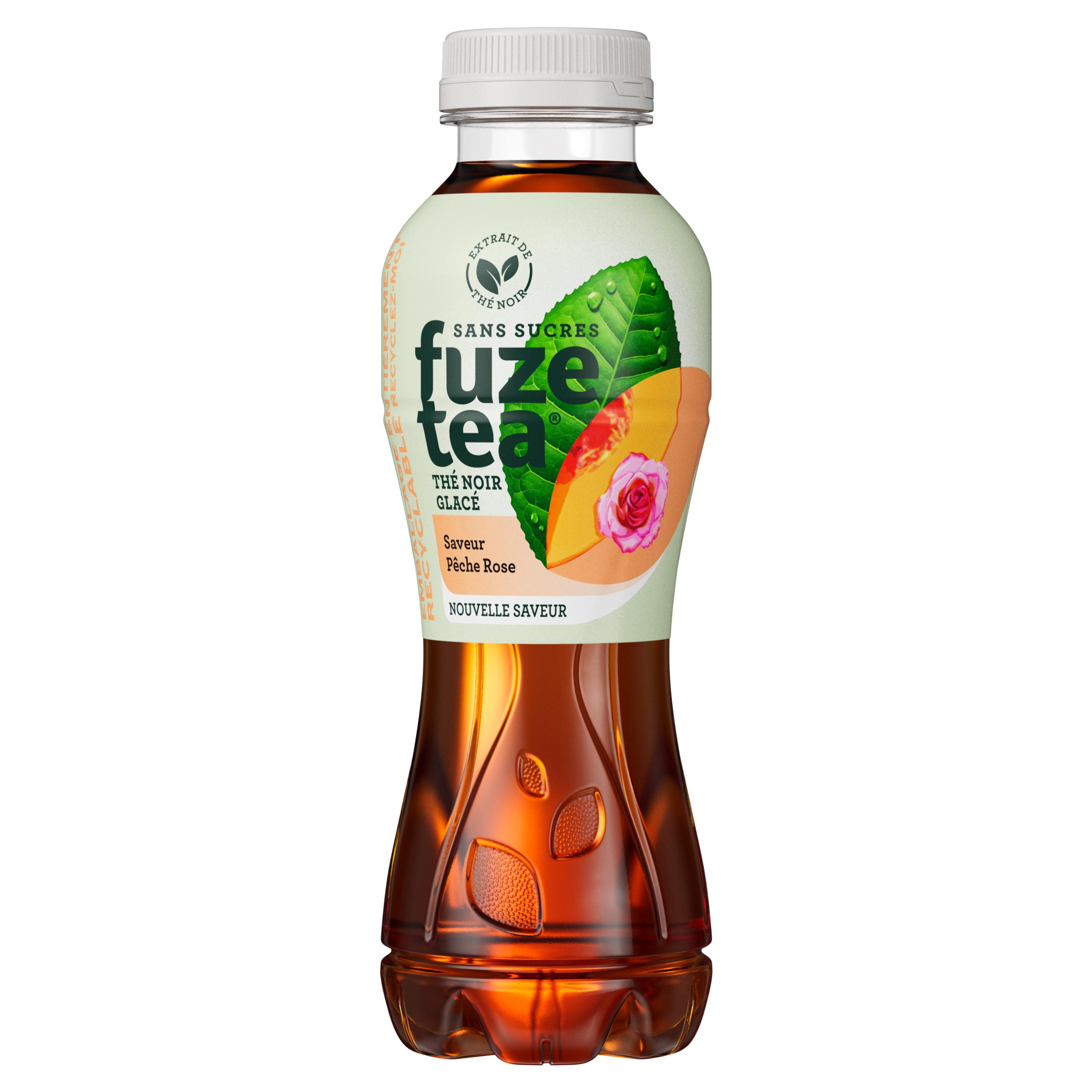 FUZE TEA Thé noir saveur pêche rose sans sucres bouteille 50cl