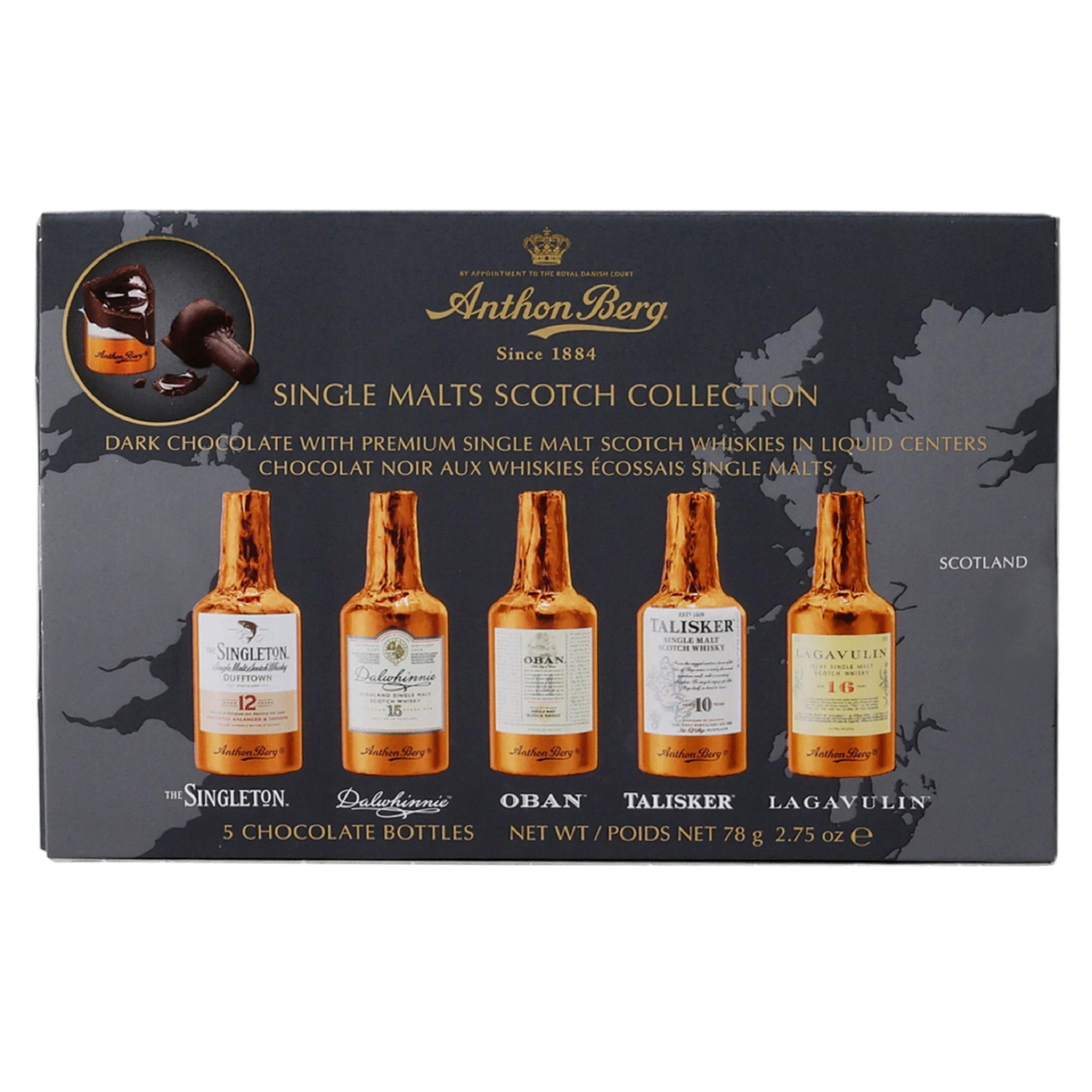Coffret de bouteilles de chocolat fourré à la liqueur de whisky 5 bouteilles 78g