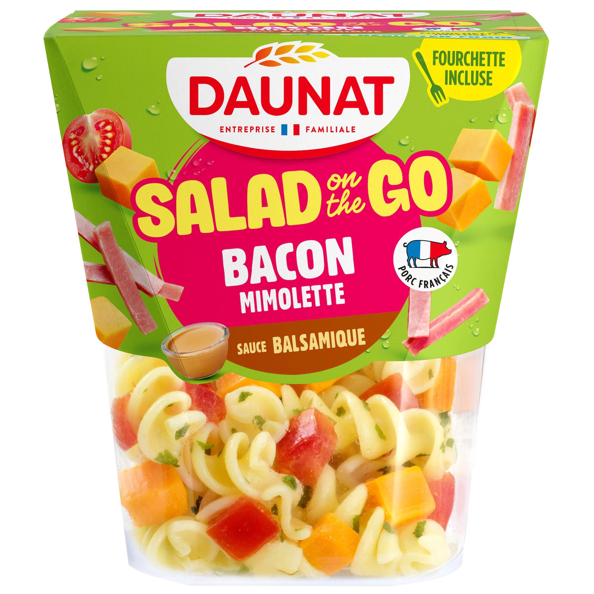 DAUNAT Salad On The Go Salade bacon mimolette sauce balsamique 1 part 270g