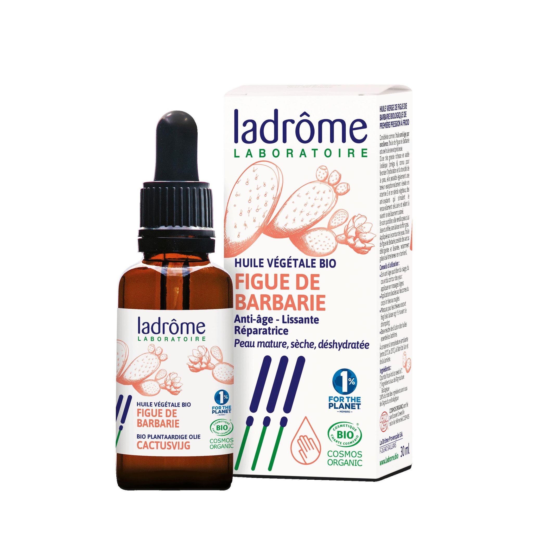 LADROME Huile végétale figue de Barbarie bio anti-âge lissante réparatrice 30ml
