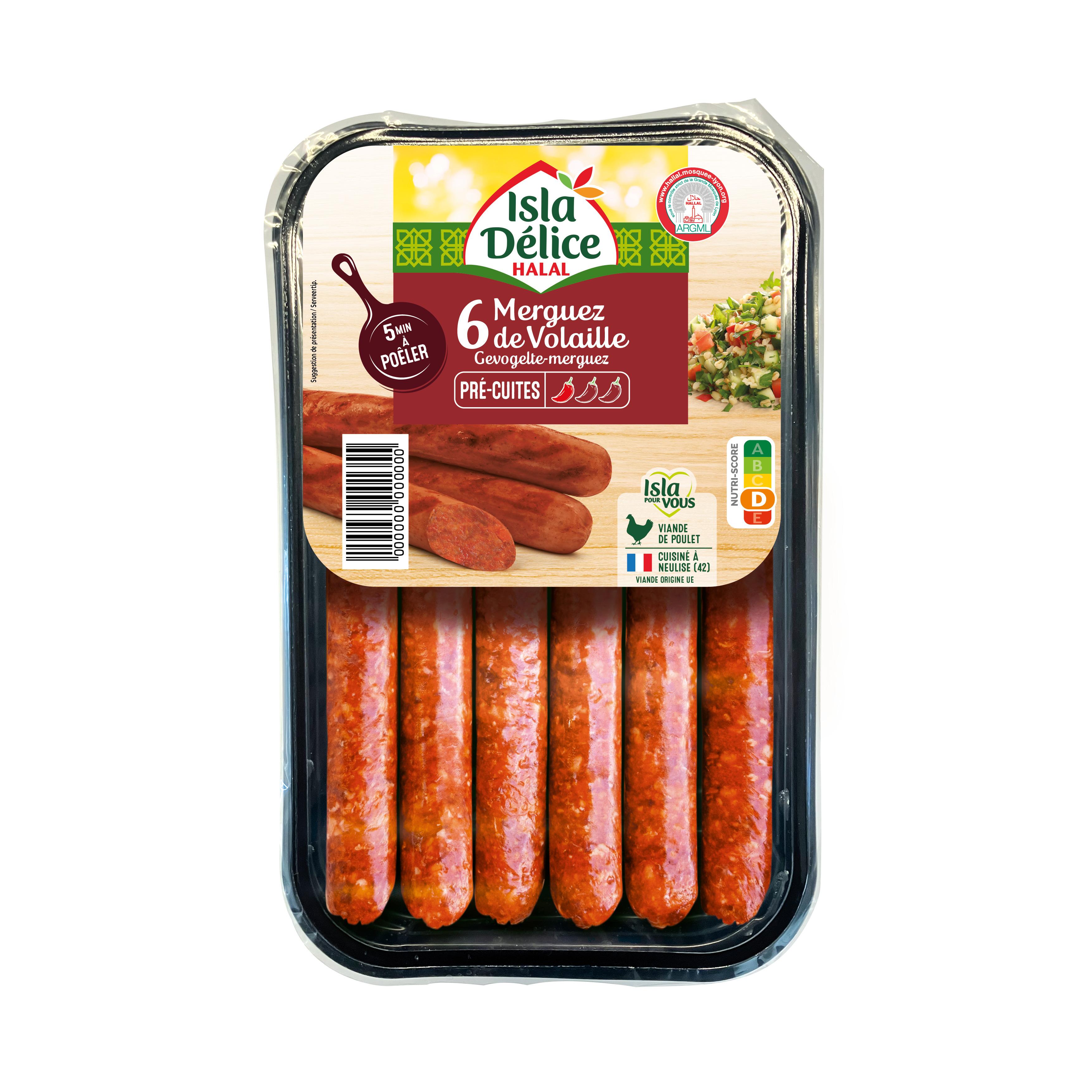 ISLA DELICE Merguez de volaille halal 6 pièces 270g