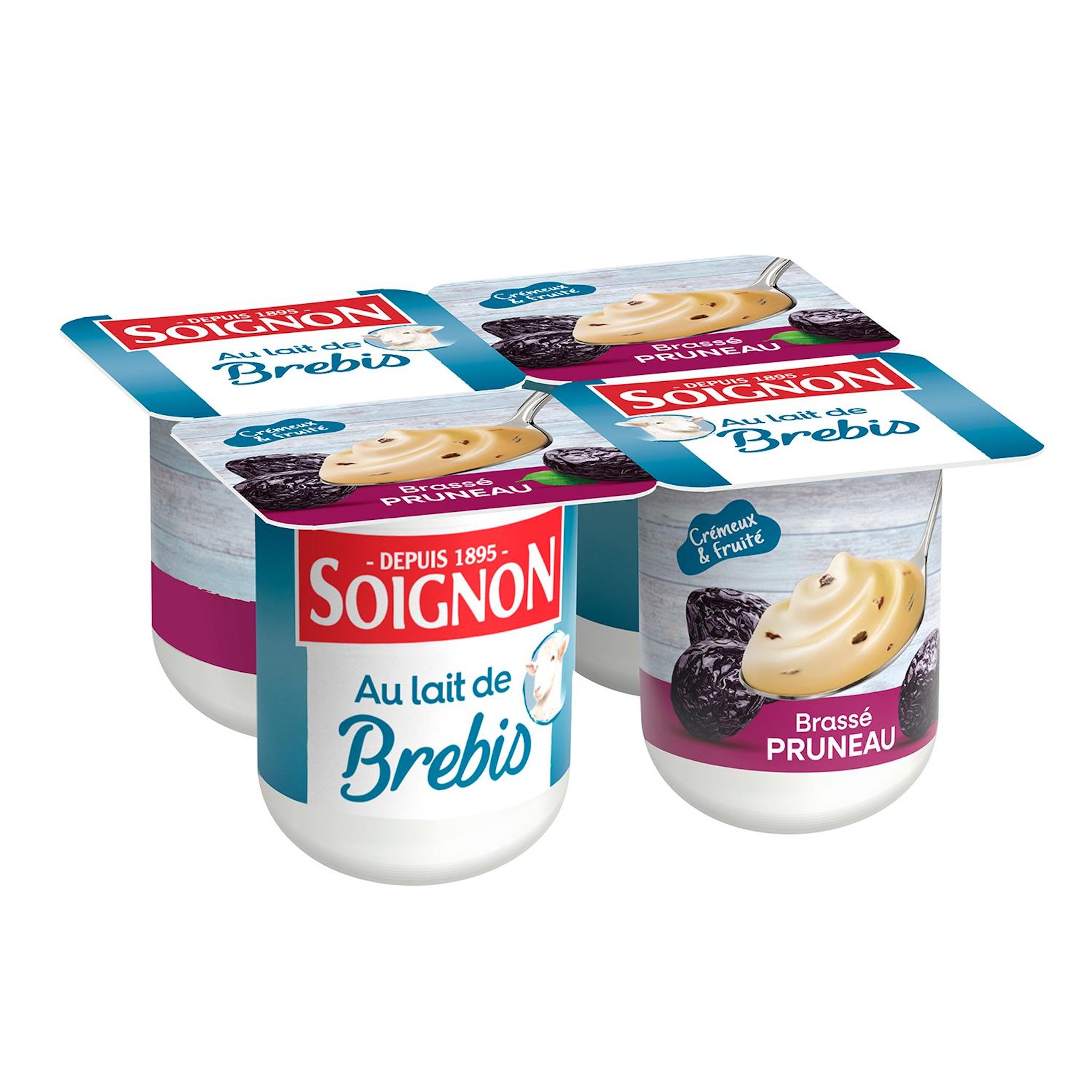 SOIGNON Yaourt brassé au lait de brebis au pruneau 4x110g