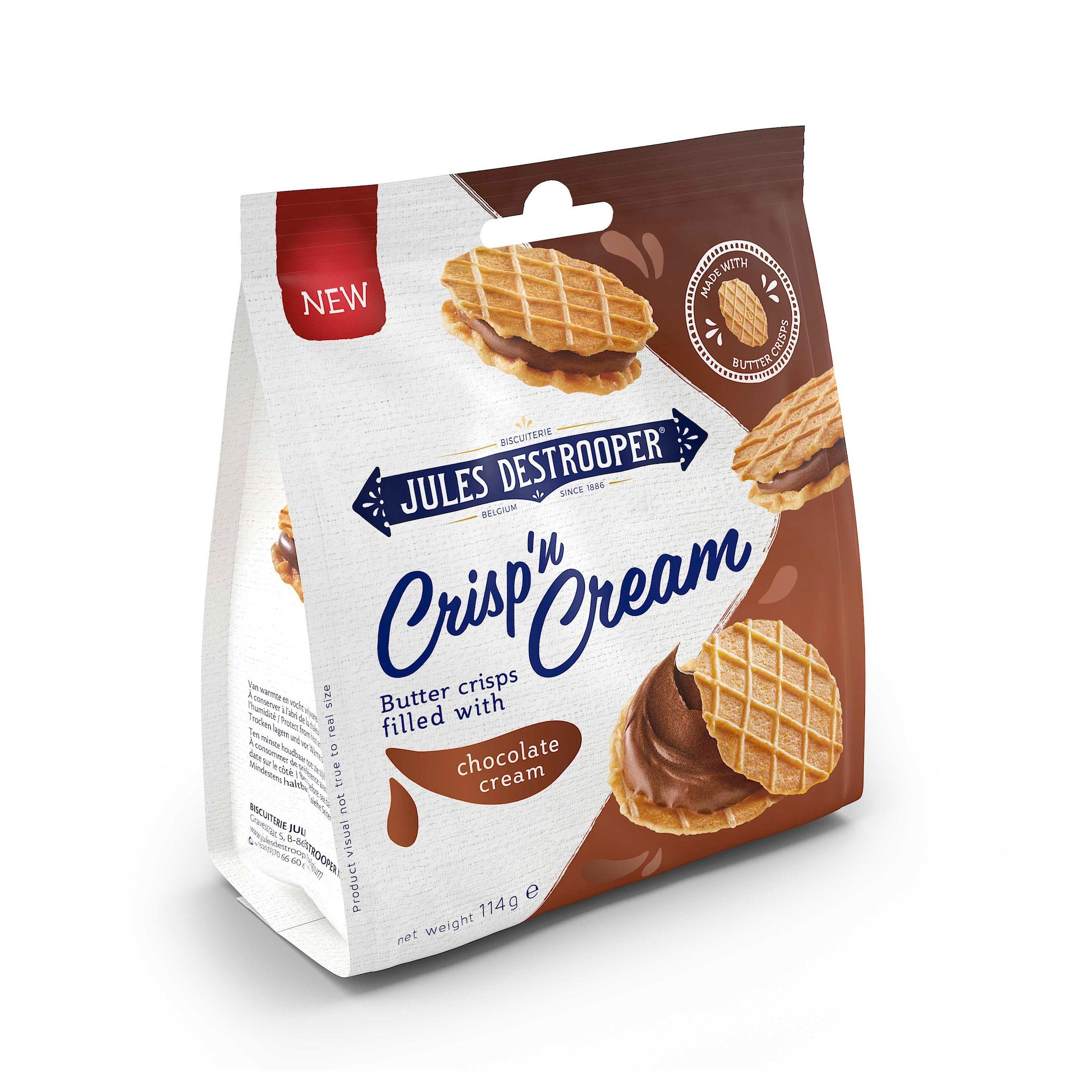 JULES DESTROOPER Crisp'n Cream Galettes au beurre fourrées à la crème de chocolat 114g