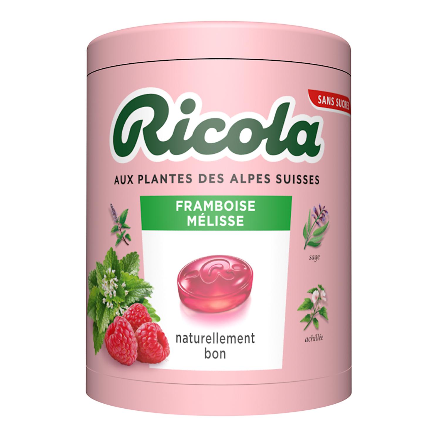 RICOLA Bonbons aux plantes des alpes suisses goût framboise sans sucres 100g