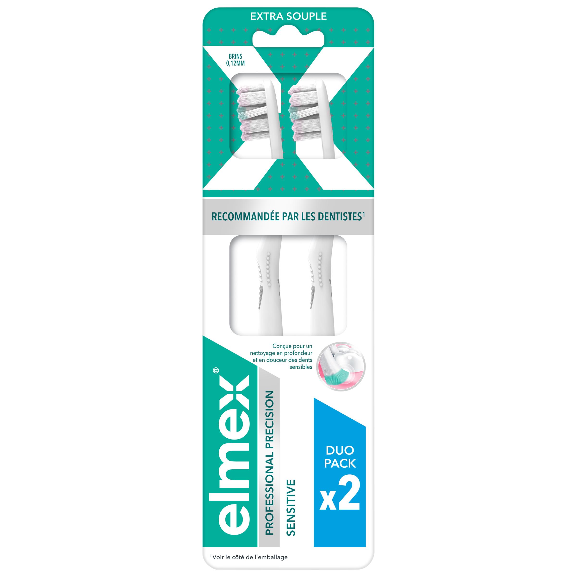 ELMEX Professional Précision Sensitive Brosse à dents extra souple 2 brosses à dents