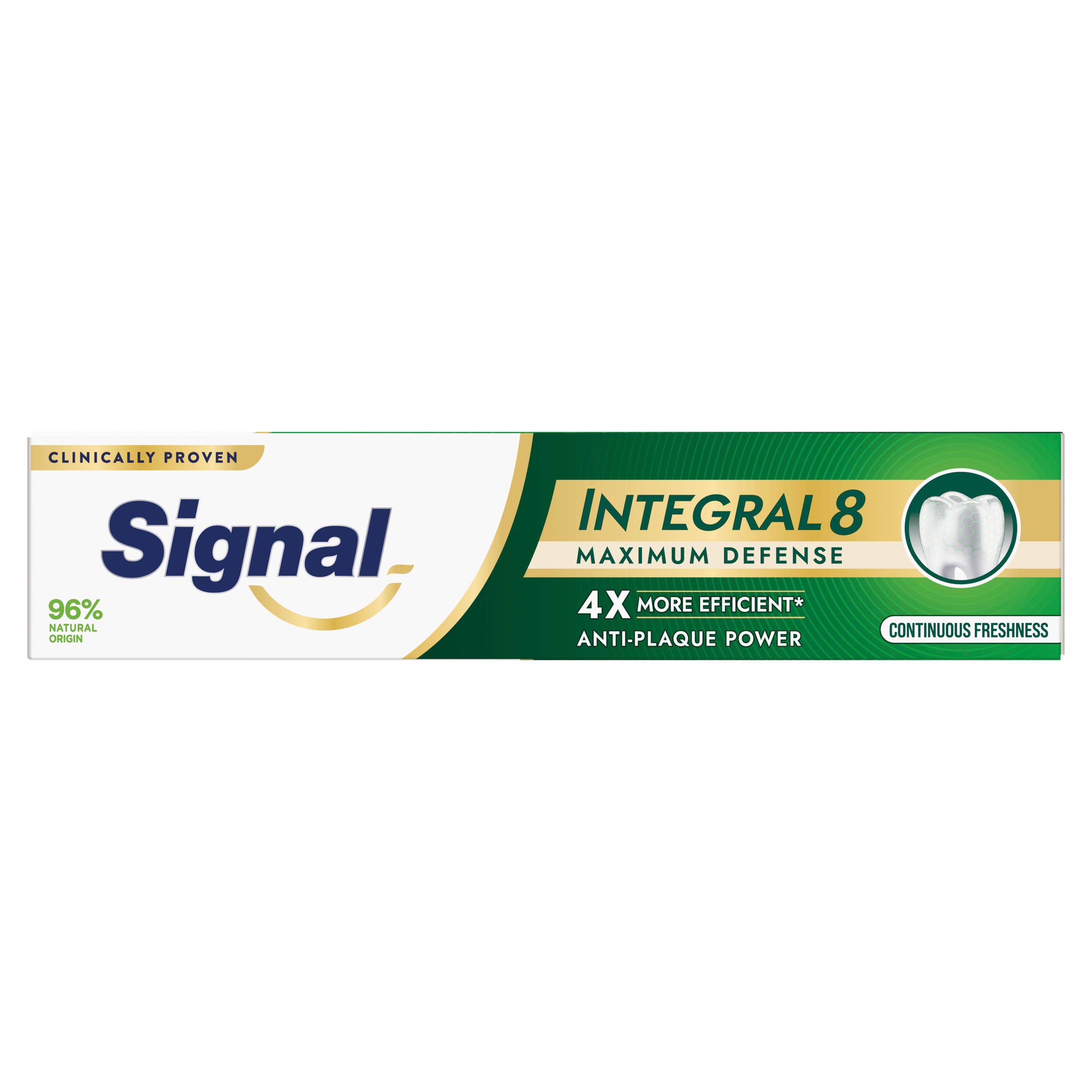 Voir la diapositive 2 : SIGNAL Intégral 8 Dentifrice maximum défense fraîcheur continue 75ml