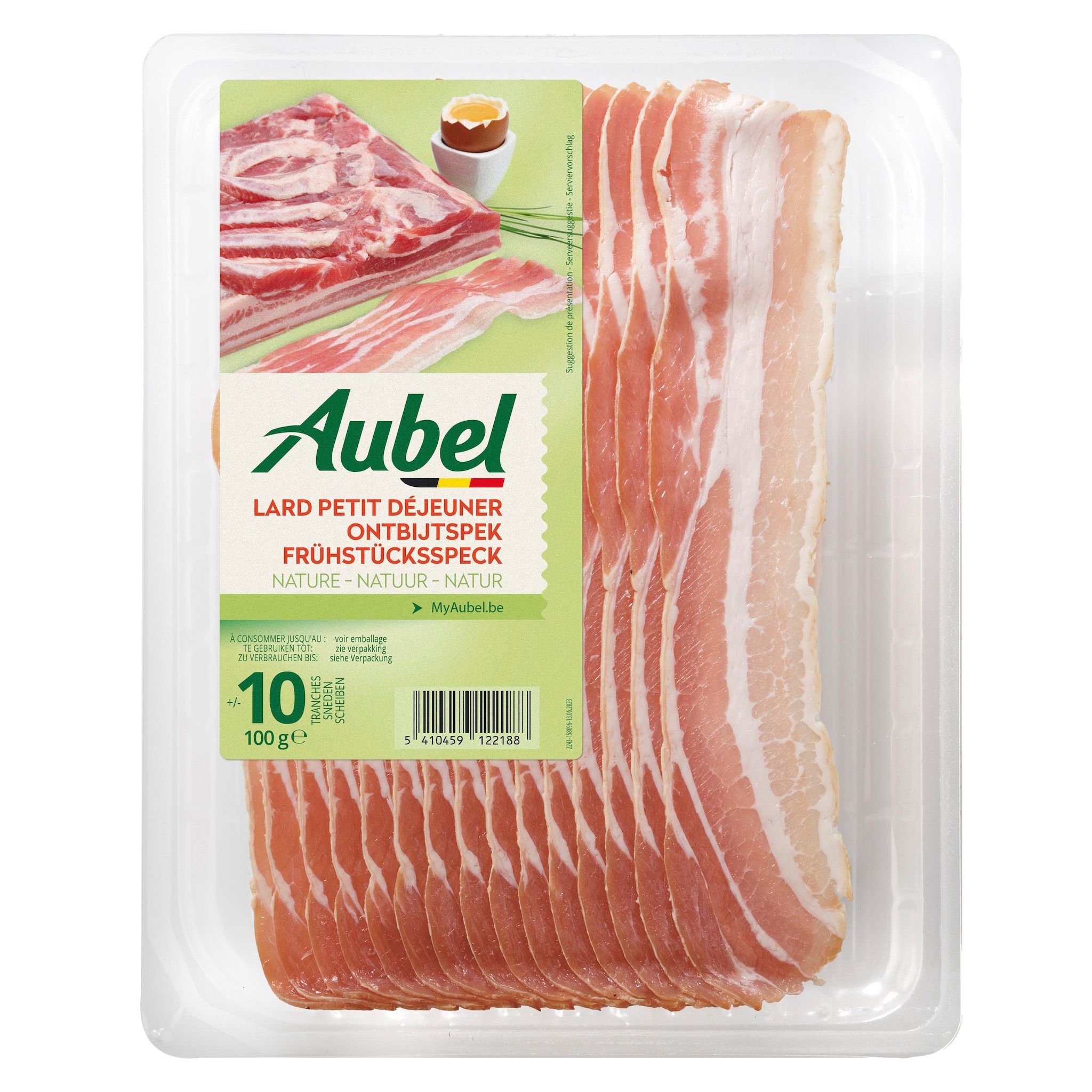 AUBEL Lard petit déjeuner nature Env 10 tranches 100g