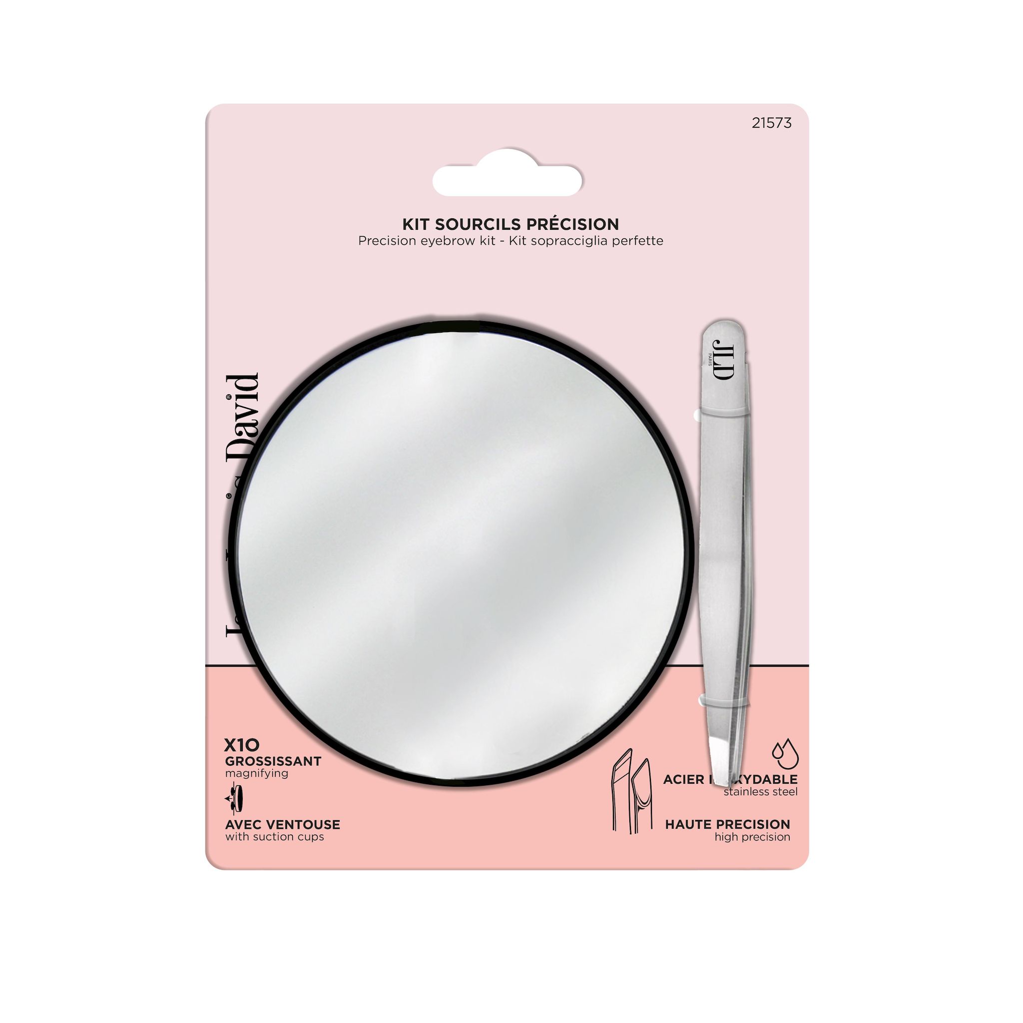 JEAN LOUIS DAVID Kit sourcils précision 1 miroir grossissant X10 avec ventouse+1 pince à épiler 1 kit