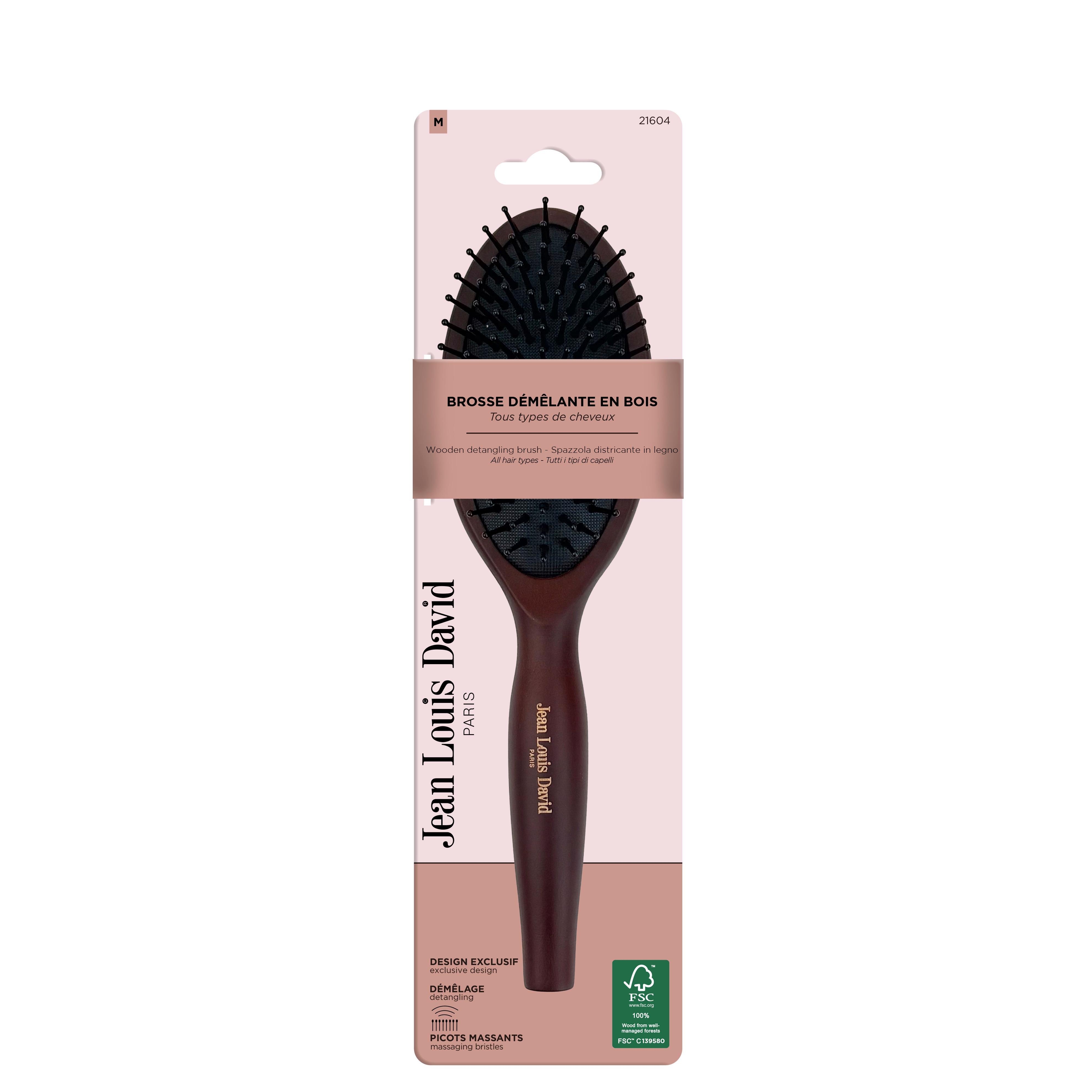 JEAN LOUIS DAVID Brosse à cheveux démêlante en bois 1 pièce
