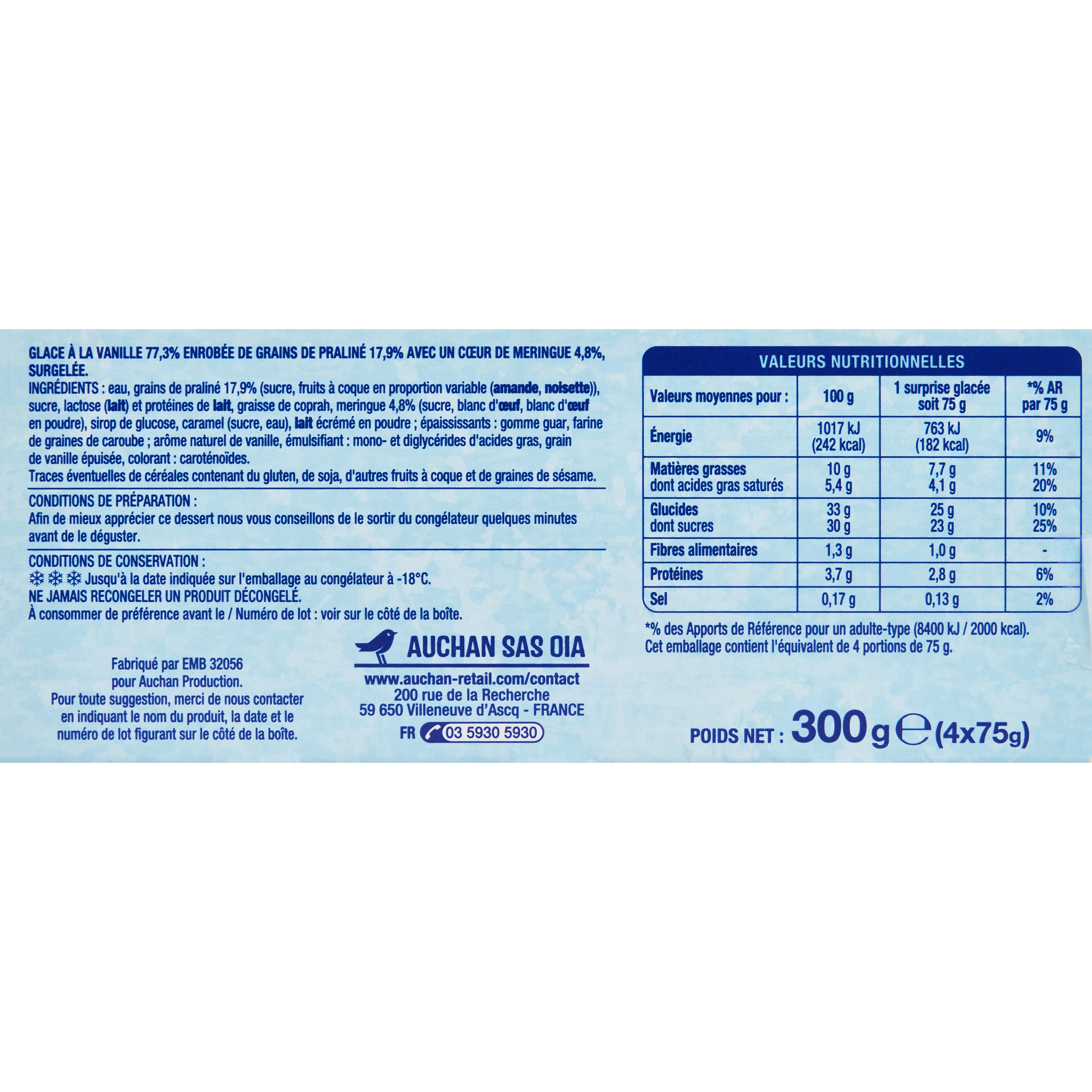 Voir la diapositive 3 : AUCHAN Surprise glacée 300g