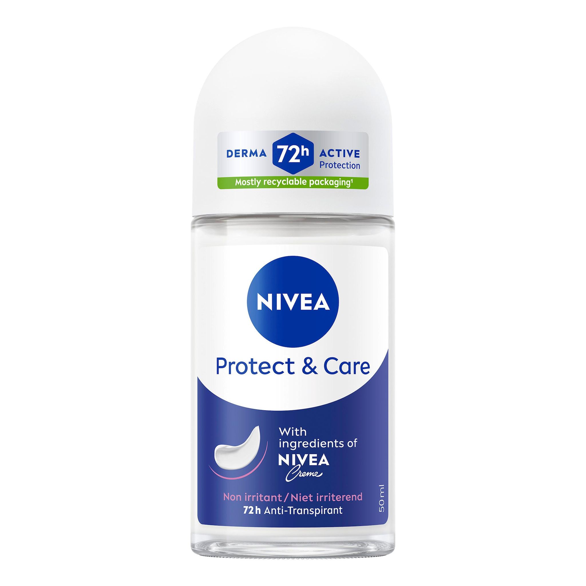 NIVEA Protect&Care Déodorant bille 72h avec ingrédients de nivéa crème 50ml