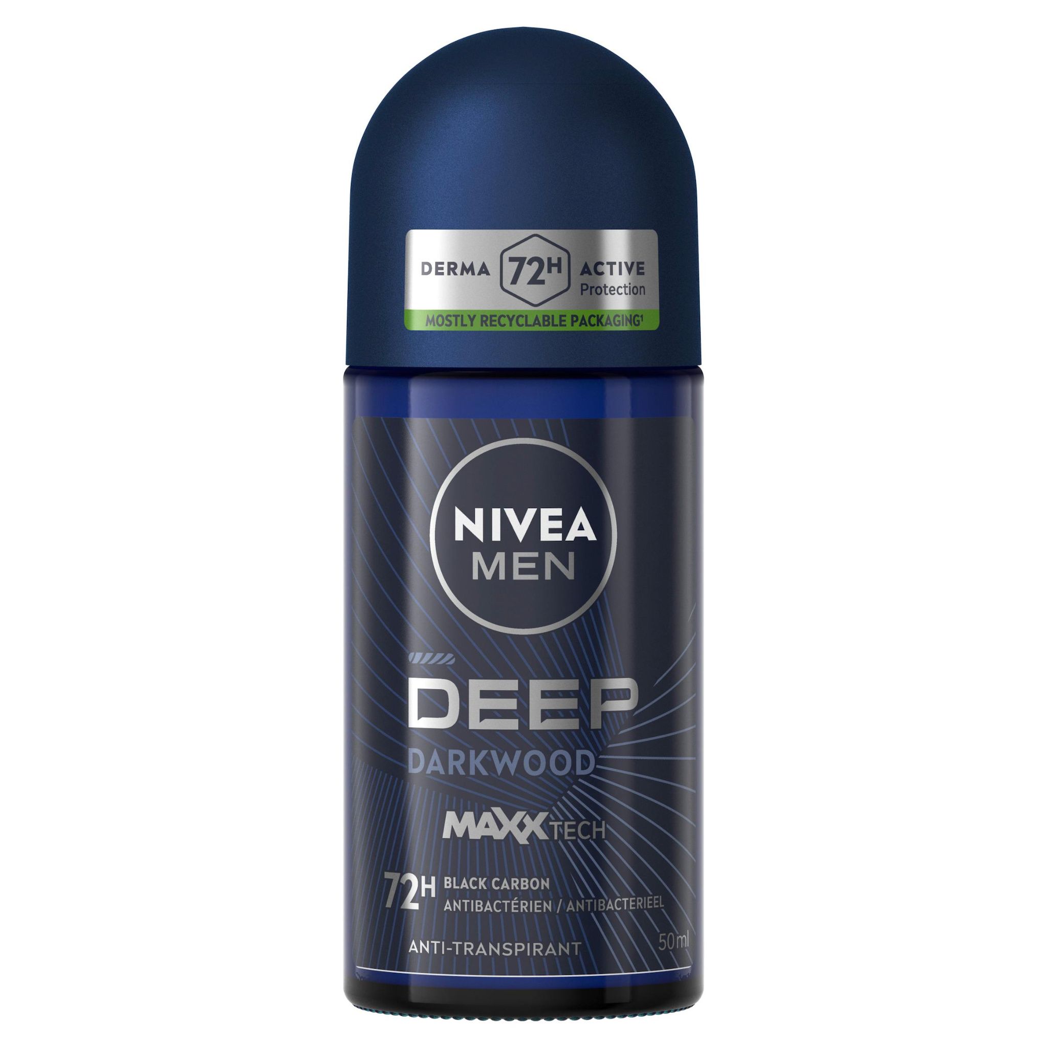 NIVEA MEN Deep Darkwood Déodorant bille 72H black carbon antibactérien 50ml
