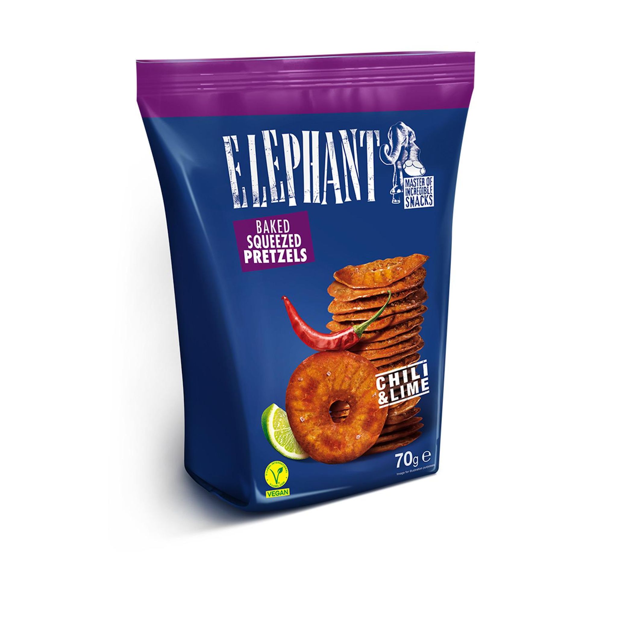 ELEPHANT Bretzels pressés piment et citron vert 70g