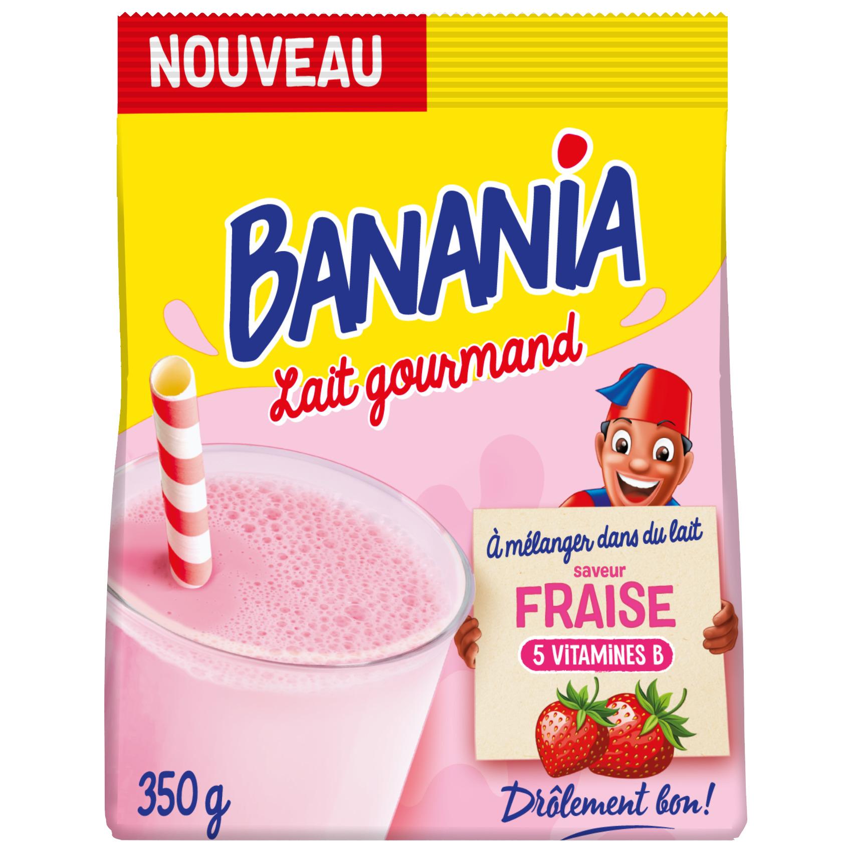 BANANIA Lait gourmand préparation en poudre saveur fraise 350g