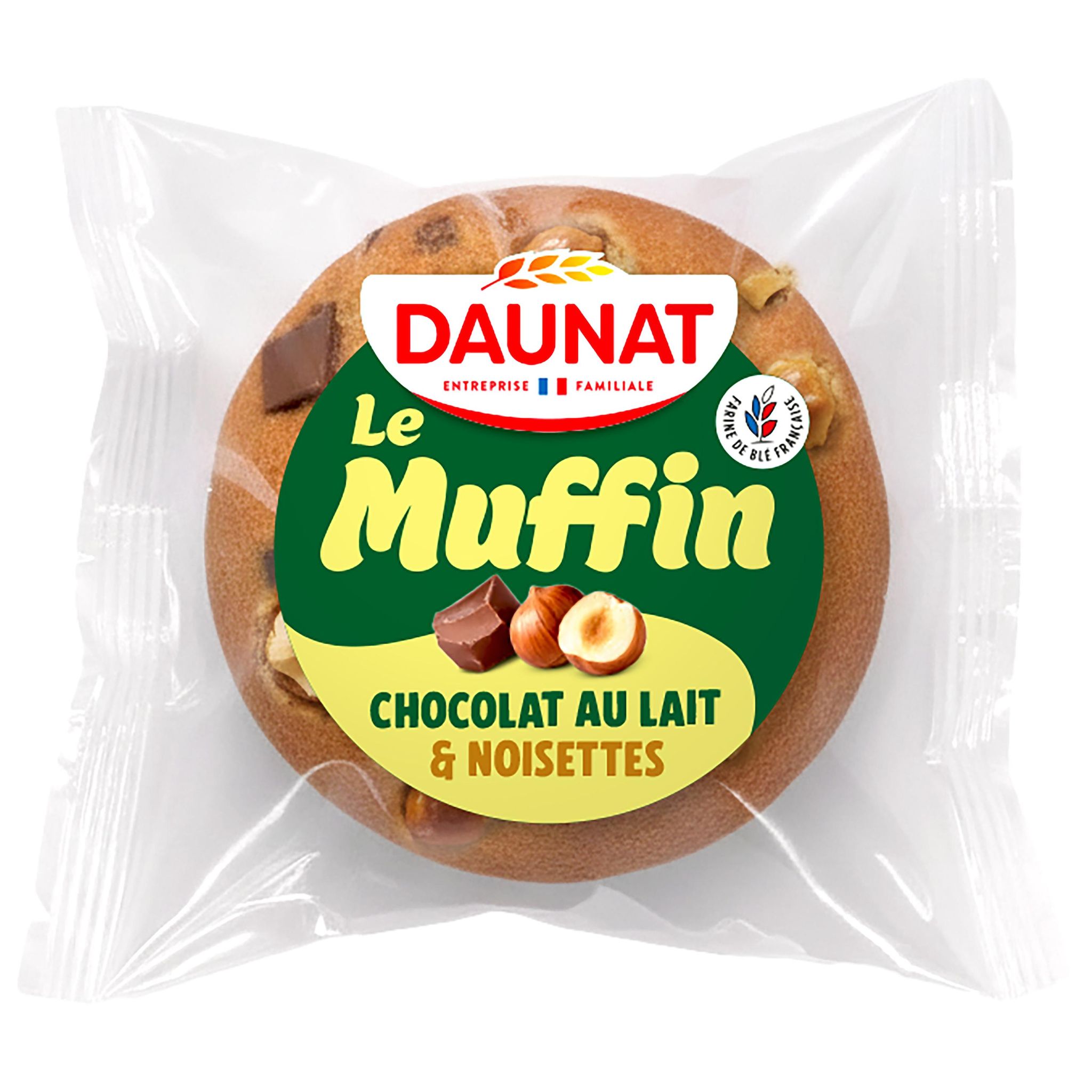 DAUNAT Muffin moelleux au chocolat au lait et noisettes 1 pièce 130g