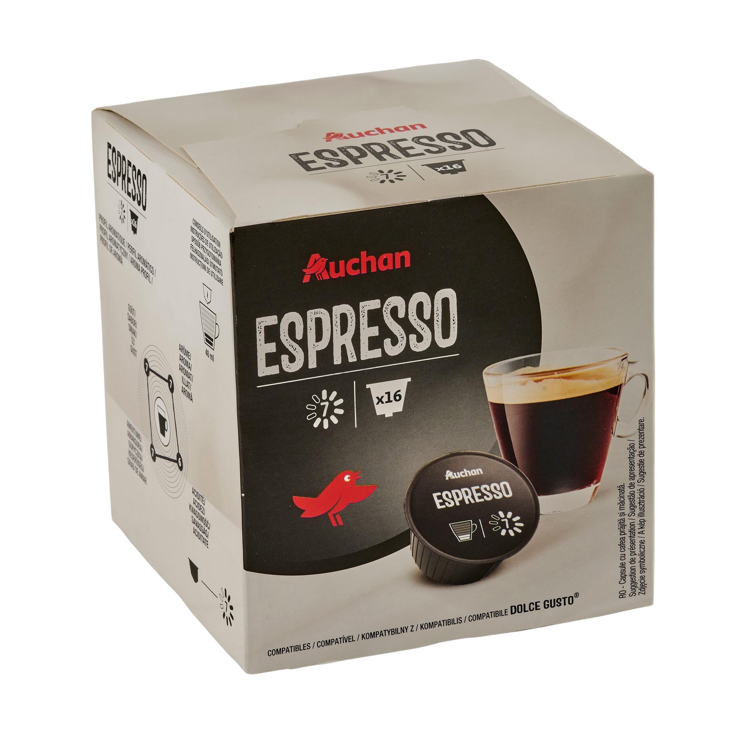 Voir la diapositive 4 : AUCHAN Capsules de café espresso compatibles Dolce Gusto 16 capsules 92g