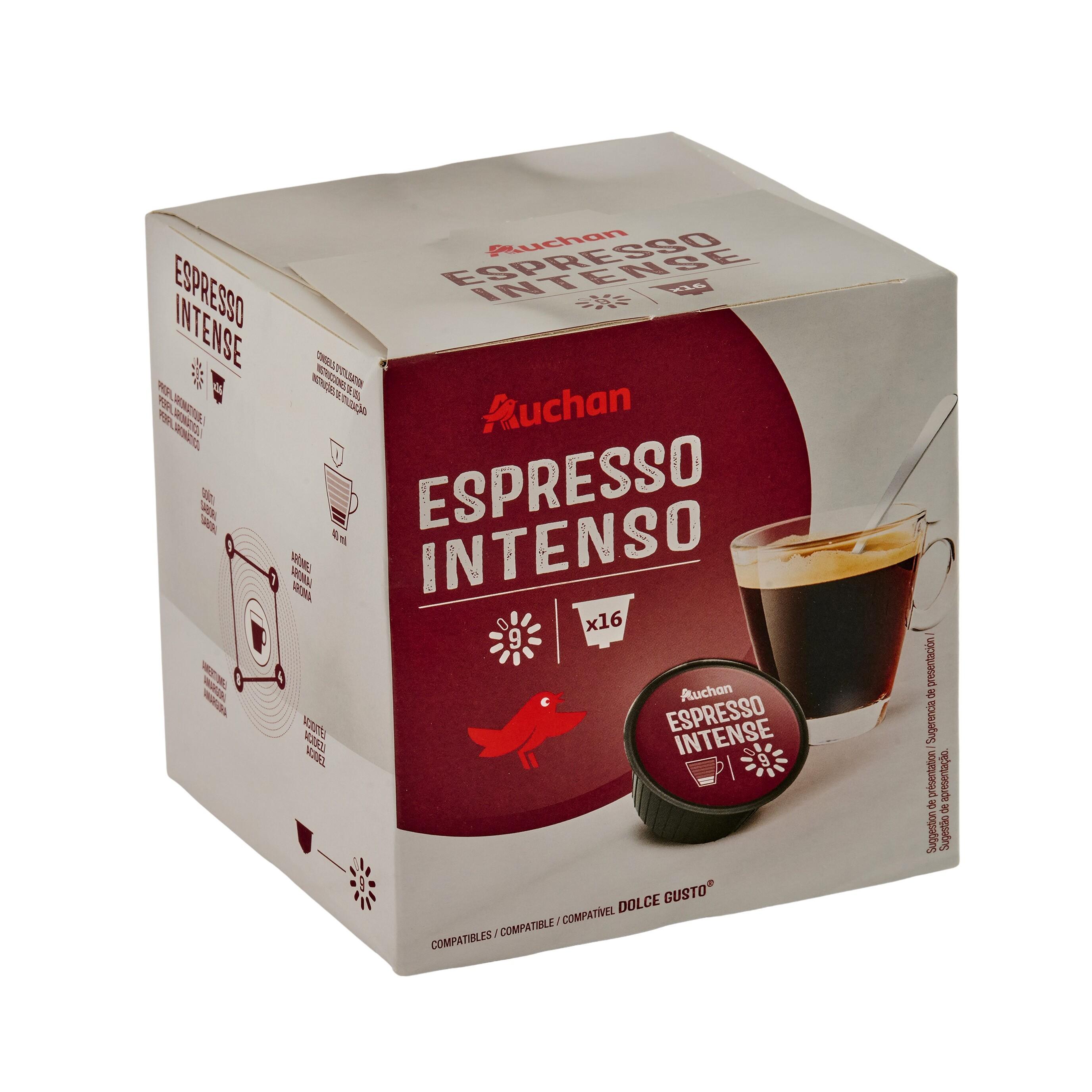 Voir la diapositive 3 : AUCHAN Capsules de café espresso intense intensité 9 compatibles Dolce Gusto 16 capsules 105.6g