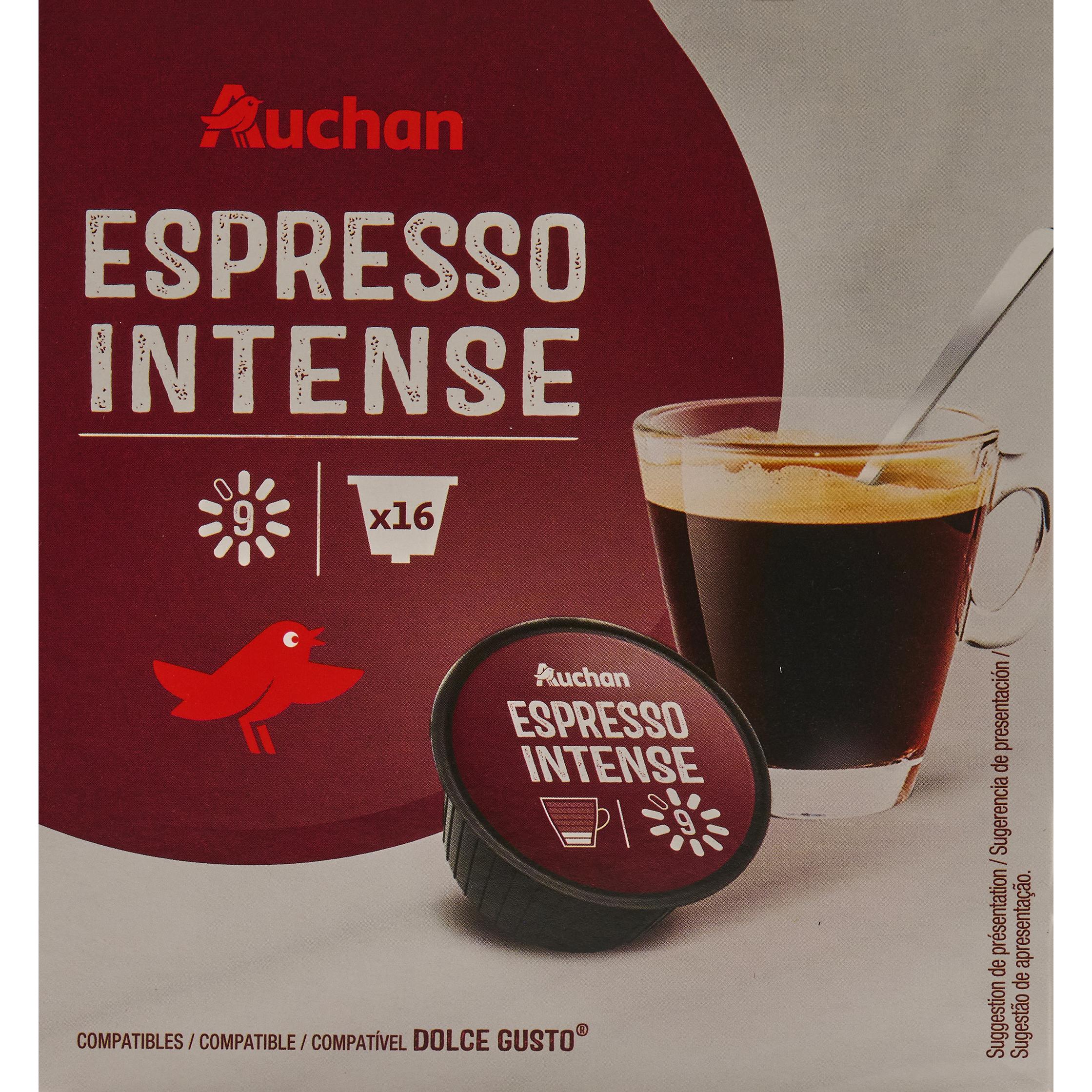Voir la diapositive 4 : AUCHAN Capsules de café espresso intense intensité 9 compatibles Dolce Gusto 16 capsules 105.6g