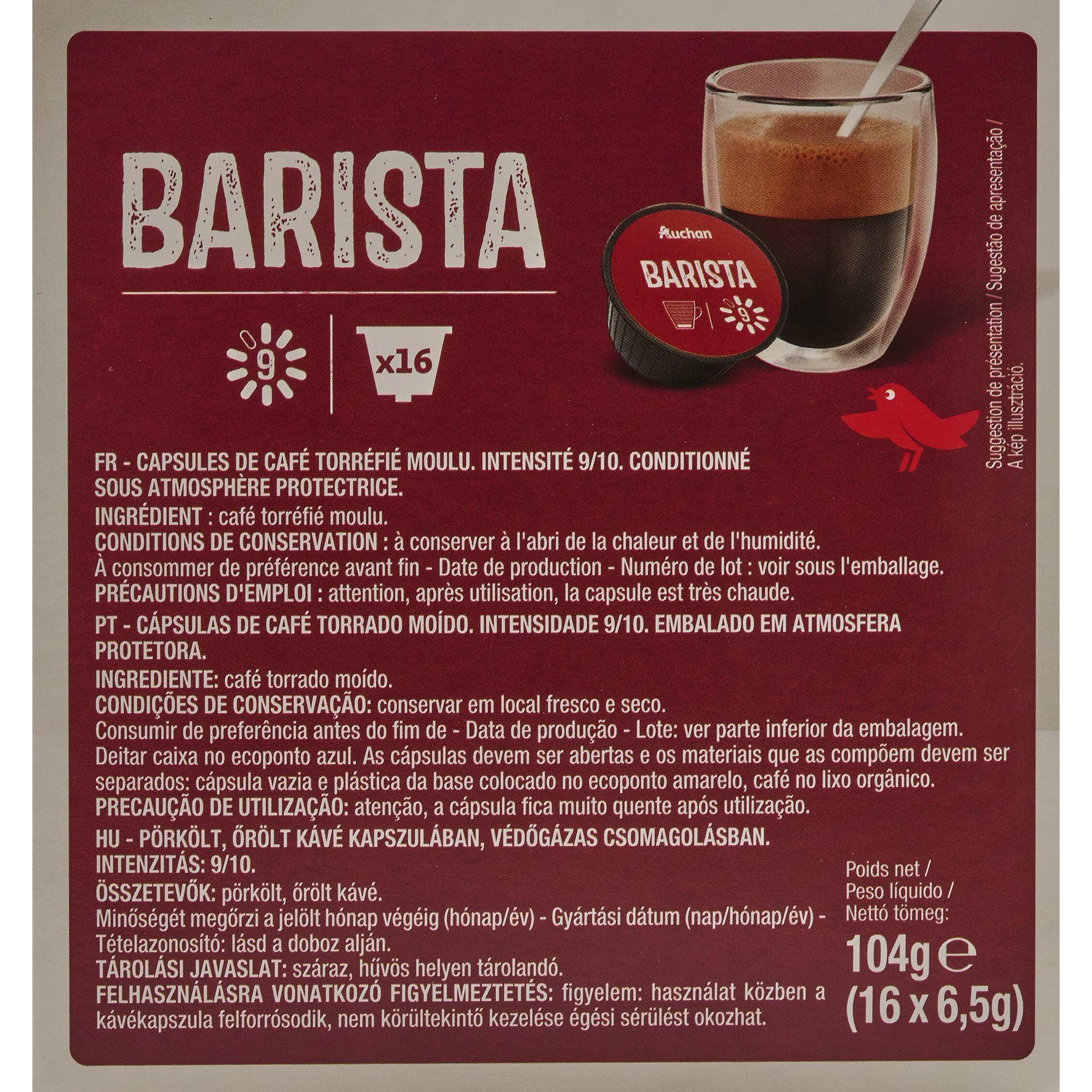 Voir la diapositive 2 : AUCHAN Barista capsules de café compatibles Dolce Gusto 16 capsules 104g