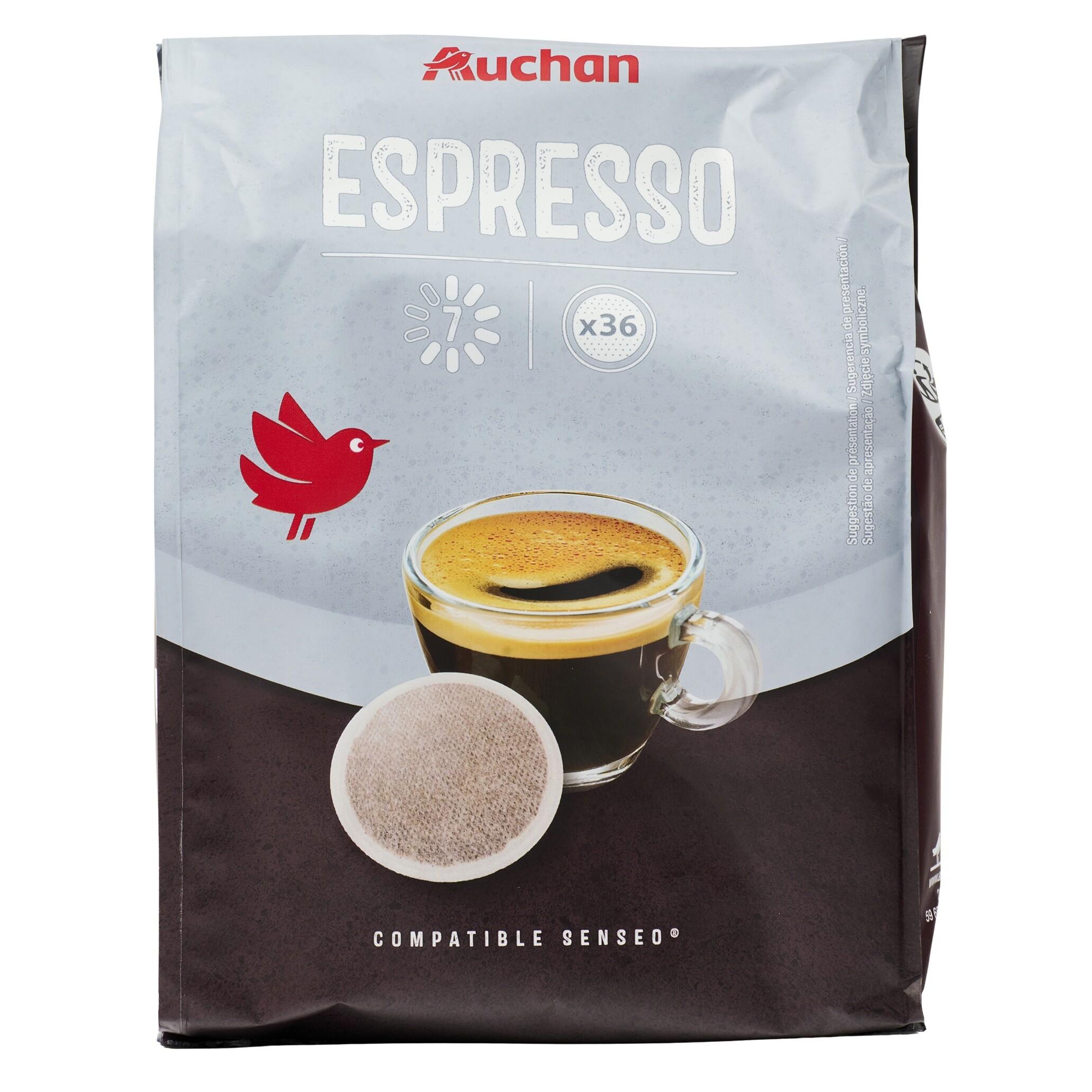 Voir la diapositive 3 : AUCHAN Dosettes de café espresso compatibles Senseo 36 dosettes 250g