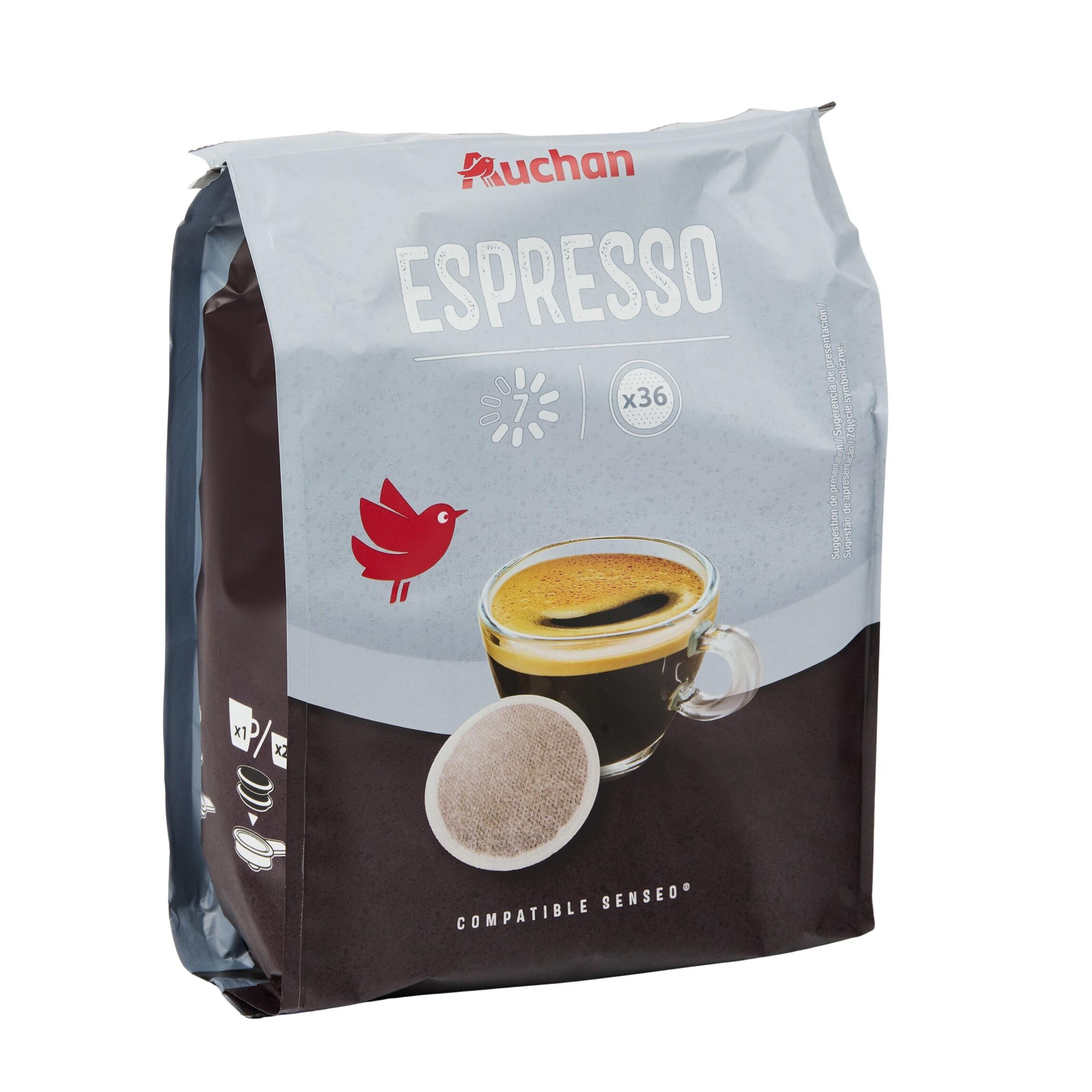 Voir la diapositive 4 : AUCHAN Dosettes de café espresso compatibles Senseo 36 dosettes 250g