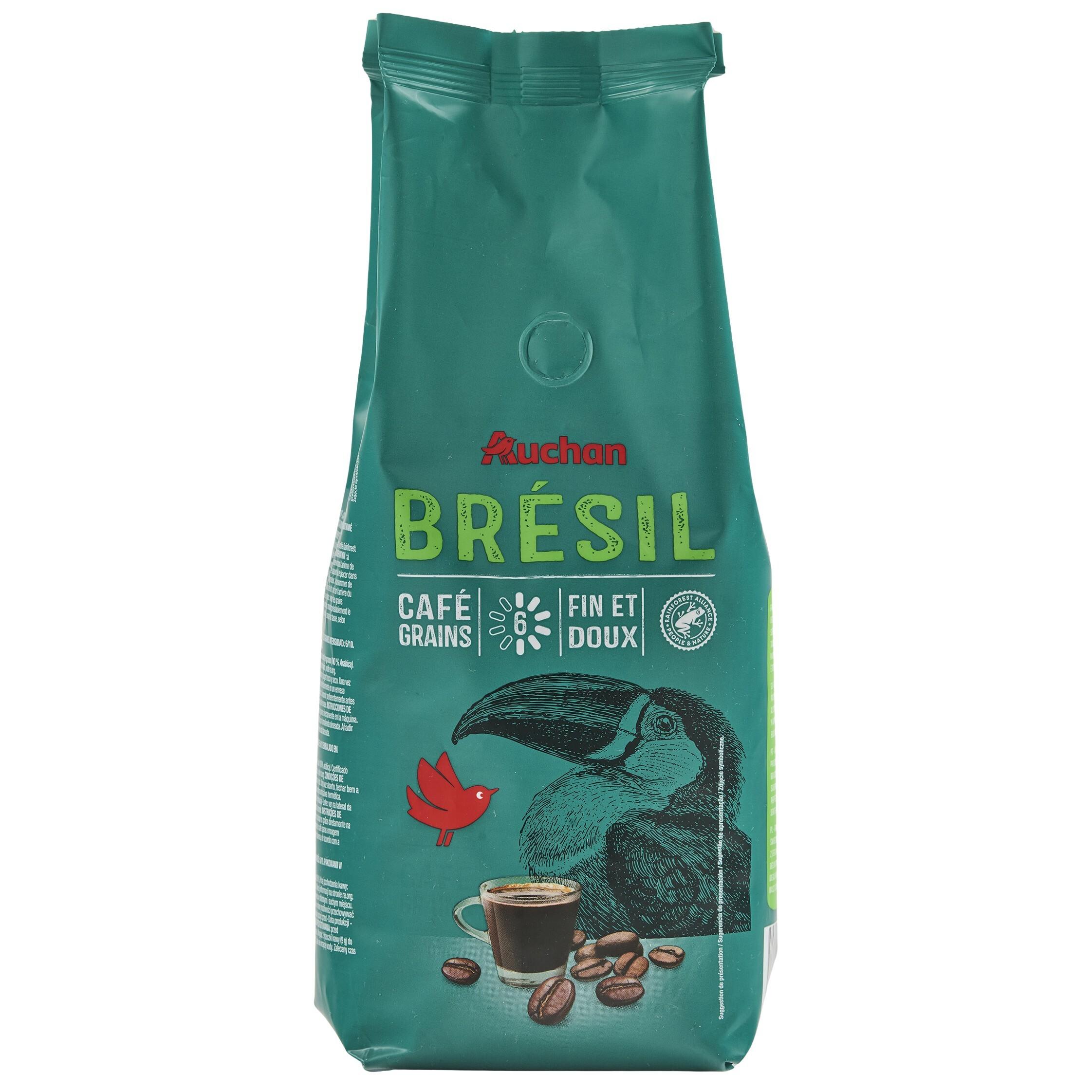 AUCHAN Café en grains origine Brésil 500g